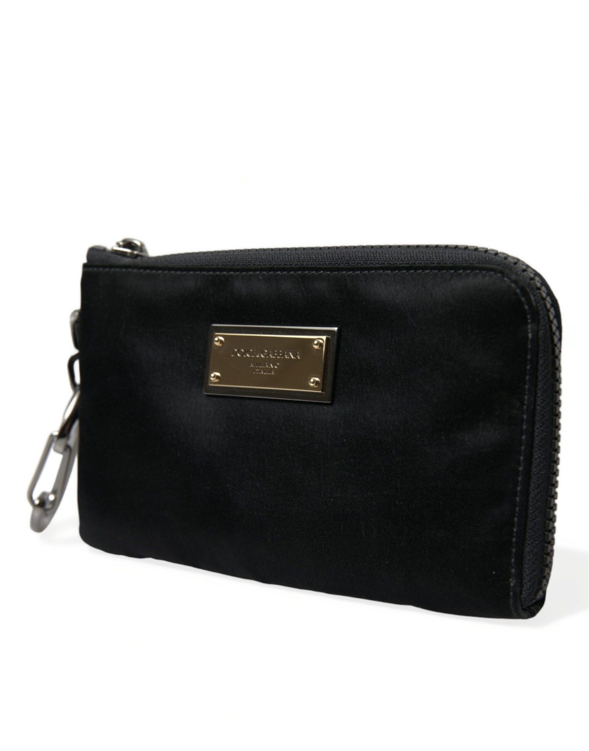 Dolce & Gabbana Black Nylon Logo Plaque Keyring Pouch Clutch Bag Dolce & Gabbana