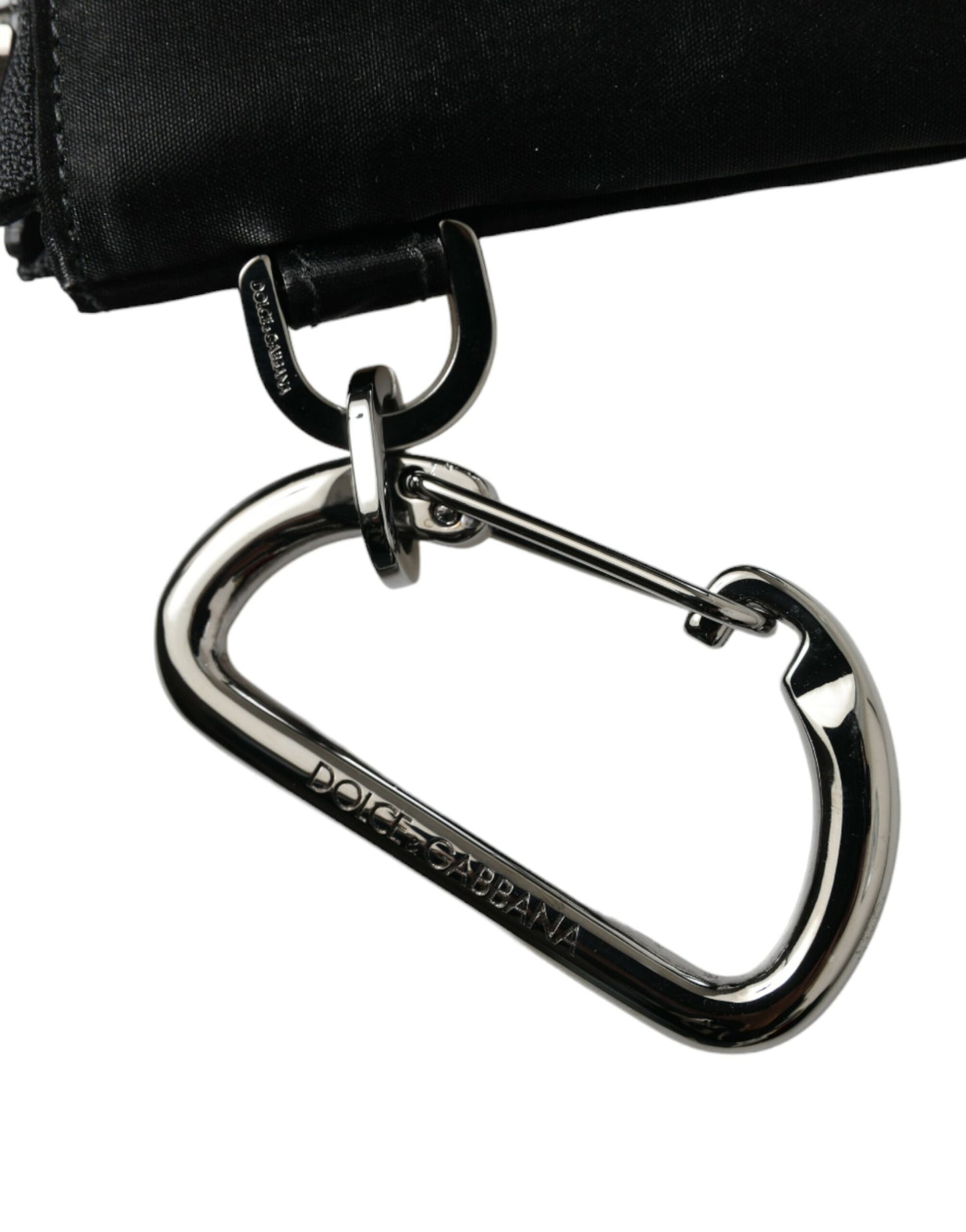 Dolce & Gabbana Black Nylon Logo Plaque Keyring Pouch Clutch Bag Dolce & Gabbana