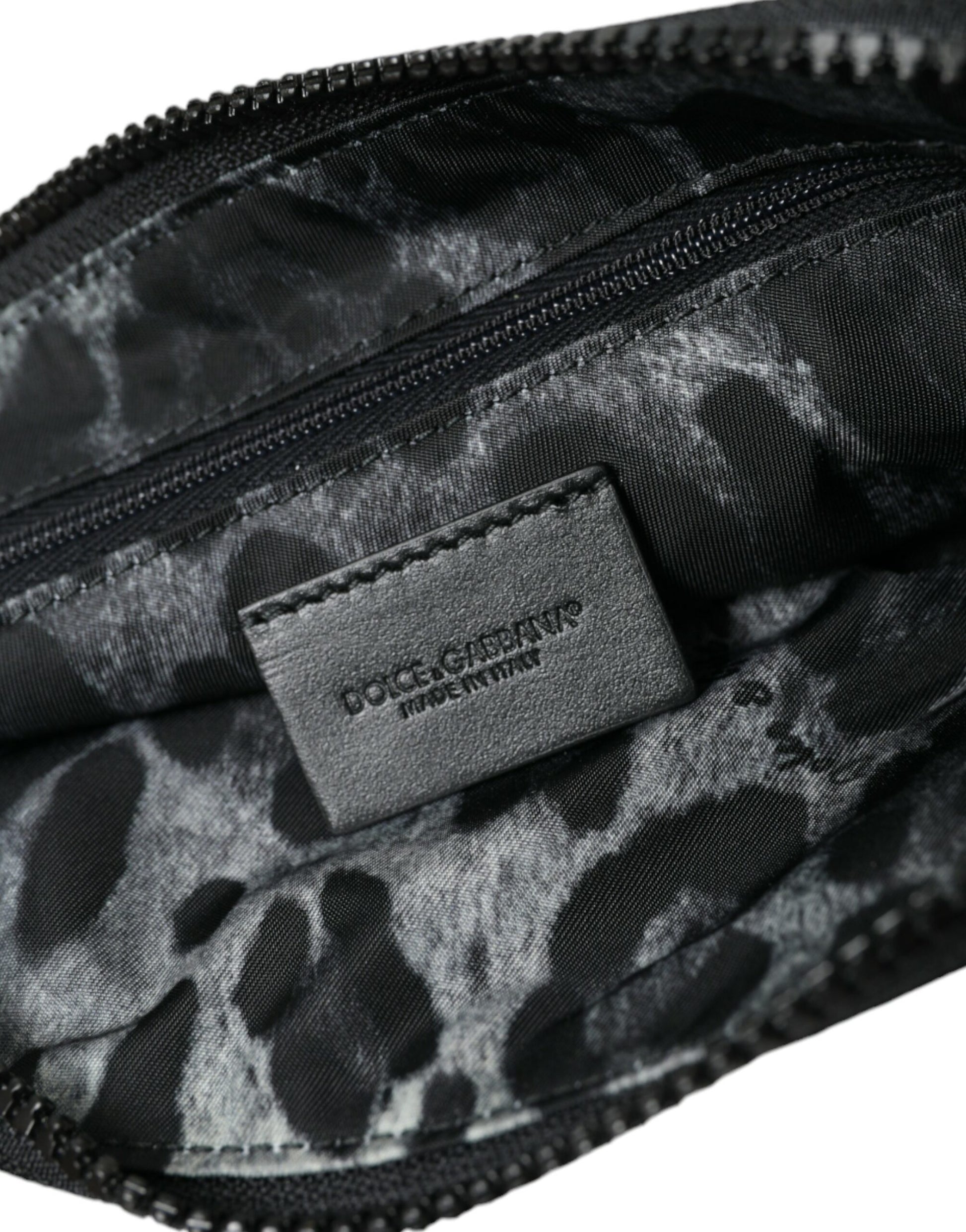Dolce & Gabbana Black Nylon Logo Plaque Keyring Pouch Clutch Bag Dolce & Gabbana