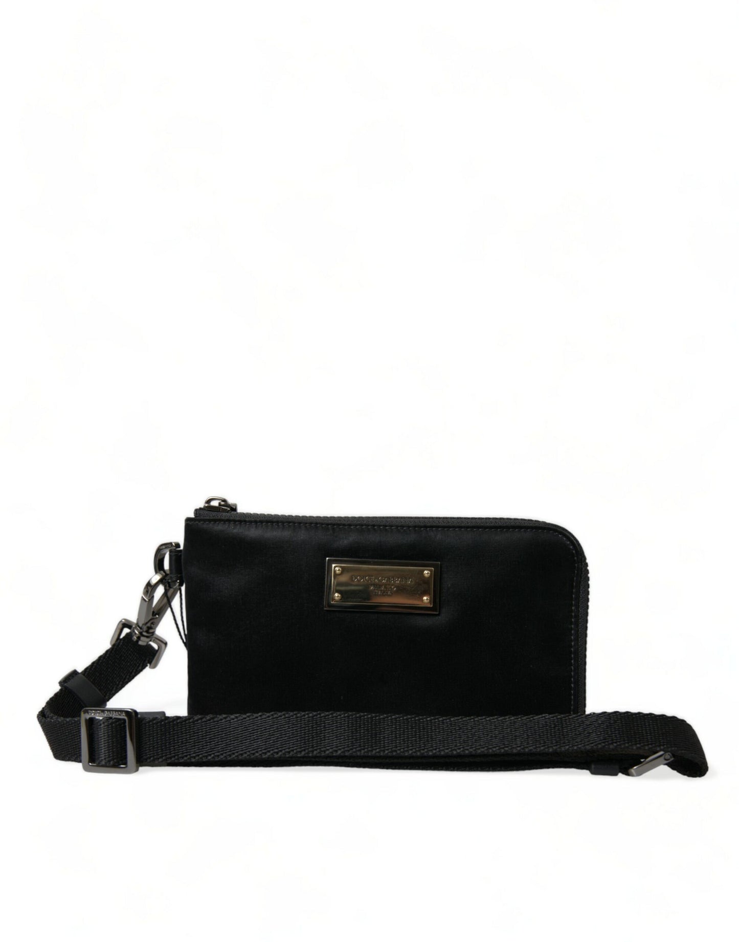 Dolce & Gabbana Black Nylon Logo Plaque Keyring Pouch Clutch Bag Dolce & Gabbana
