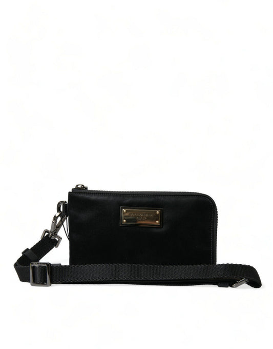 Dolce & Gabbana Black Nylon Logo Plaque Keyring Pouch Clutch Bag Dolce & Gabbana