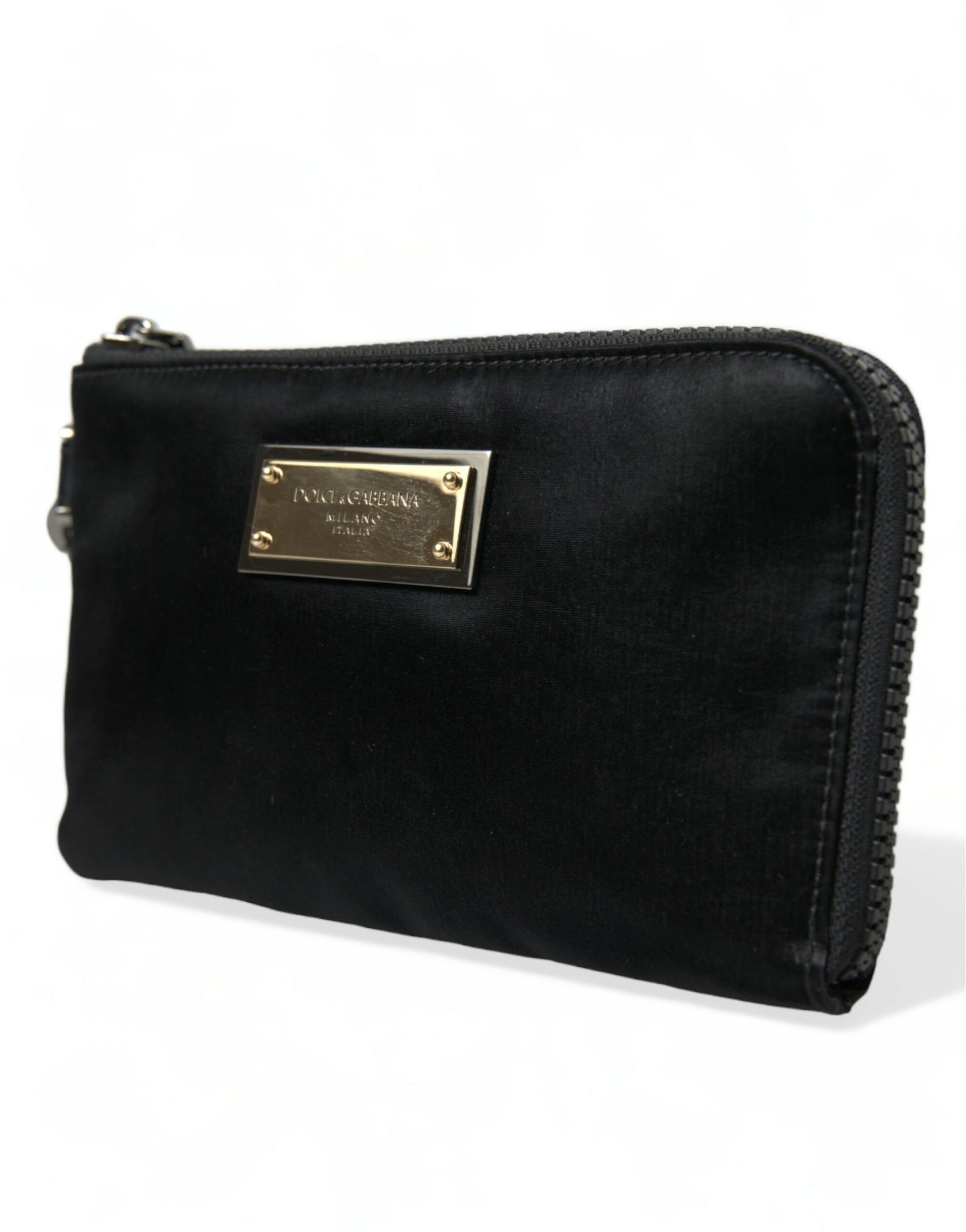 Dolce & Gabbana Black Nylon Logo Plaque Keyring Pouch Clutch Bag Dolce & Gabbana