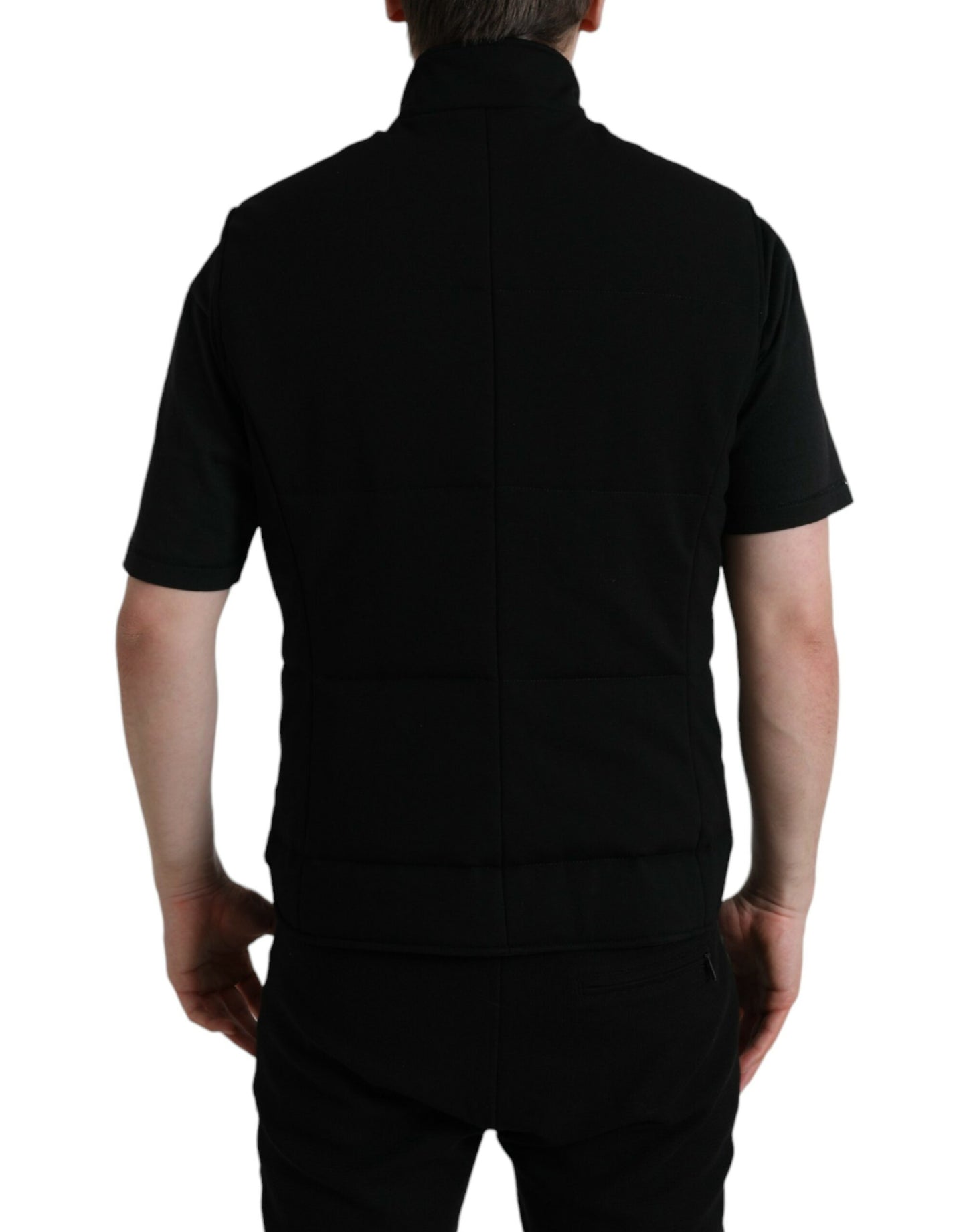 Dolce & Gabbana Black Rayon Buttoned Vest Logo Jacket Dolce & Gabbana