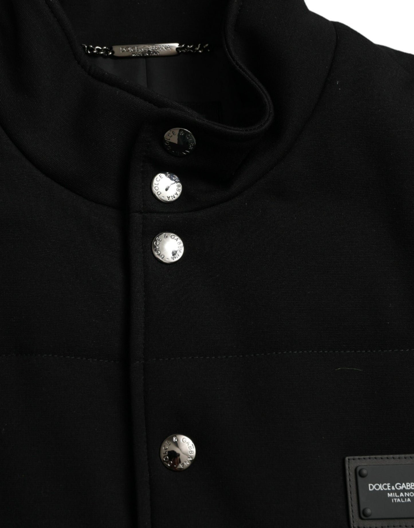 Dolce & Gabbana Black Rayon Buttoned Vest Logo Jacket Dolce & Gabbana