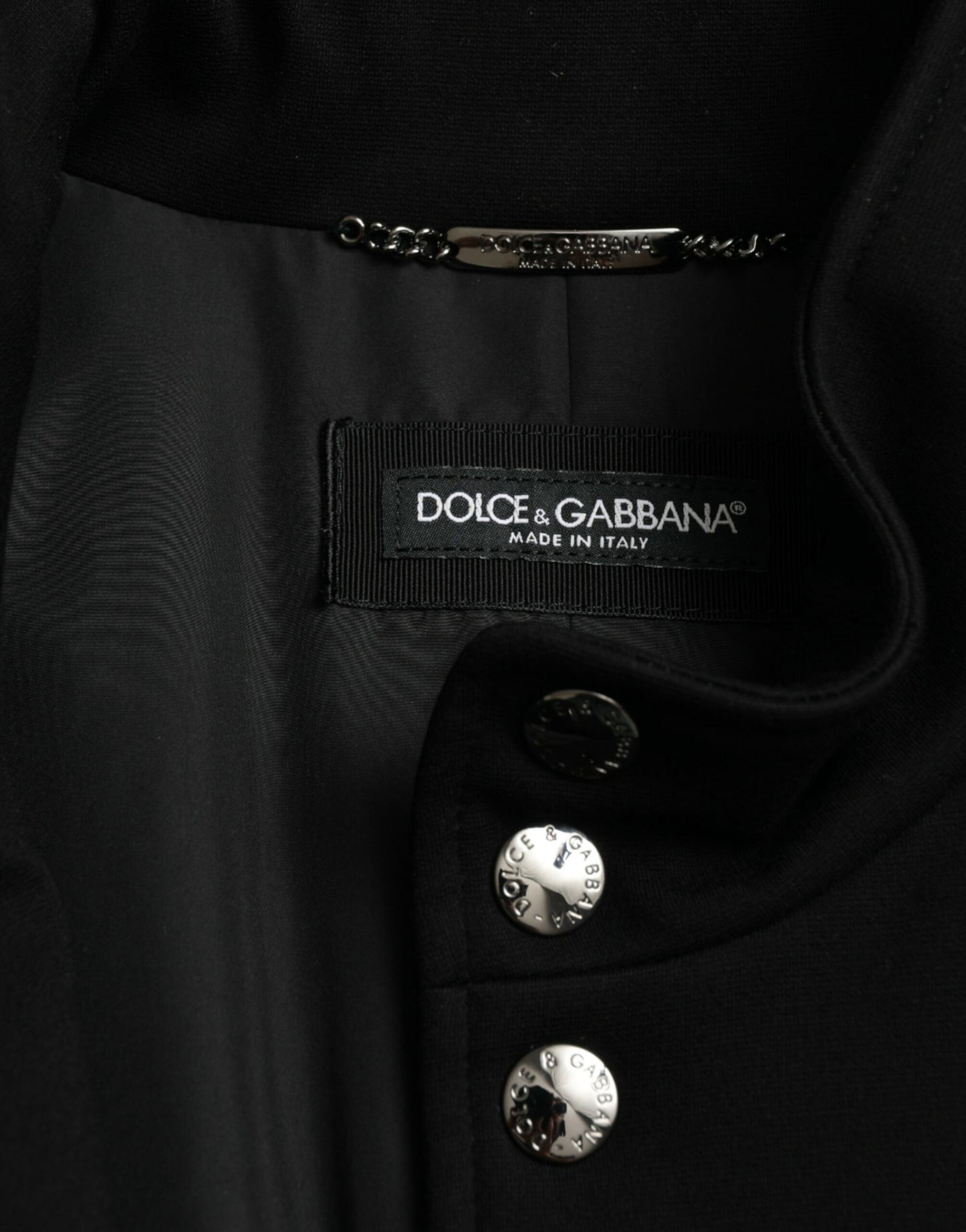 Dolce & Gabbana Black Rayon Buttoned Vest Logo Jacket Dolce & Gabbana