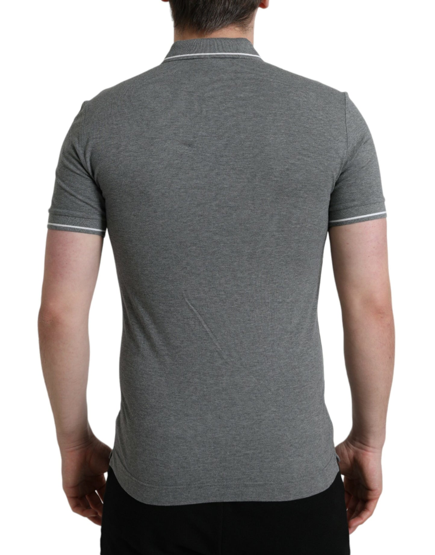 Dolce & Gabbana Gray Collared Short Sleeve Crown T-shirt Dolce & Gabbana