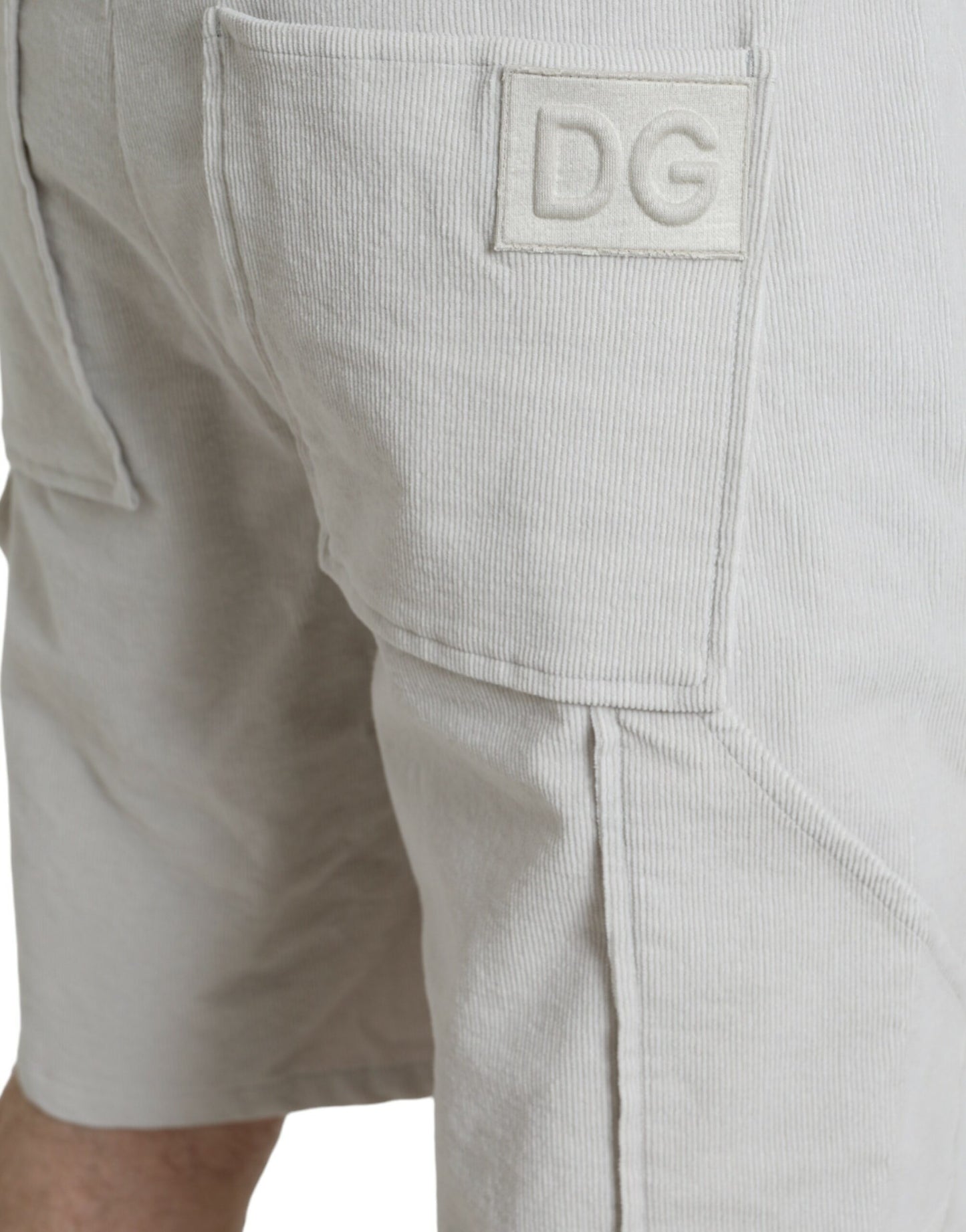 Dolce & Gabbana Beige Cotton Corduroy Logo Bermuda Shorts Dolce & Gabbana