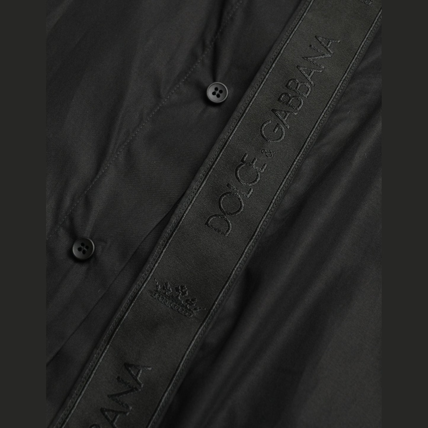 Dolce & Gabbana Black Cotton Logo Formal GOLD Dress Shirt