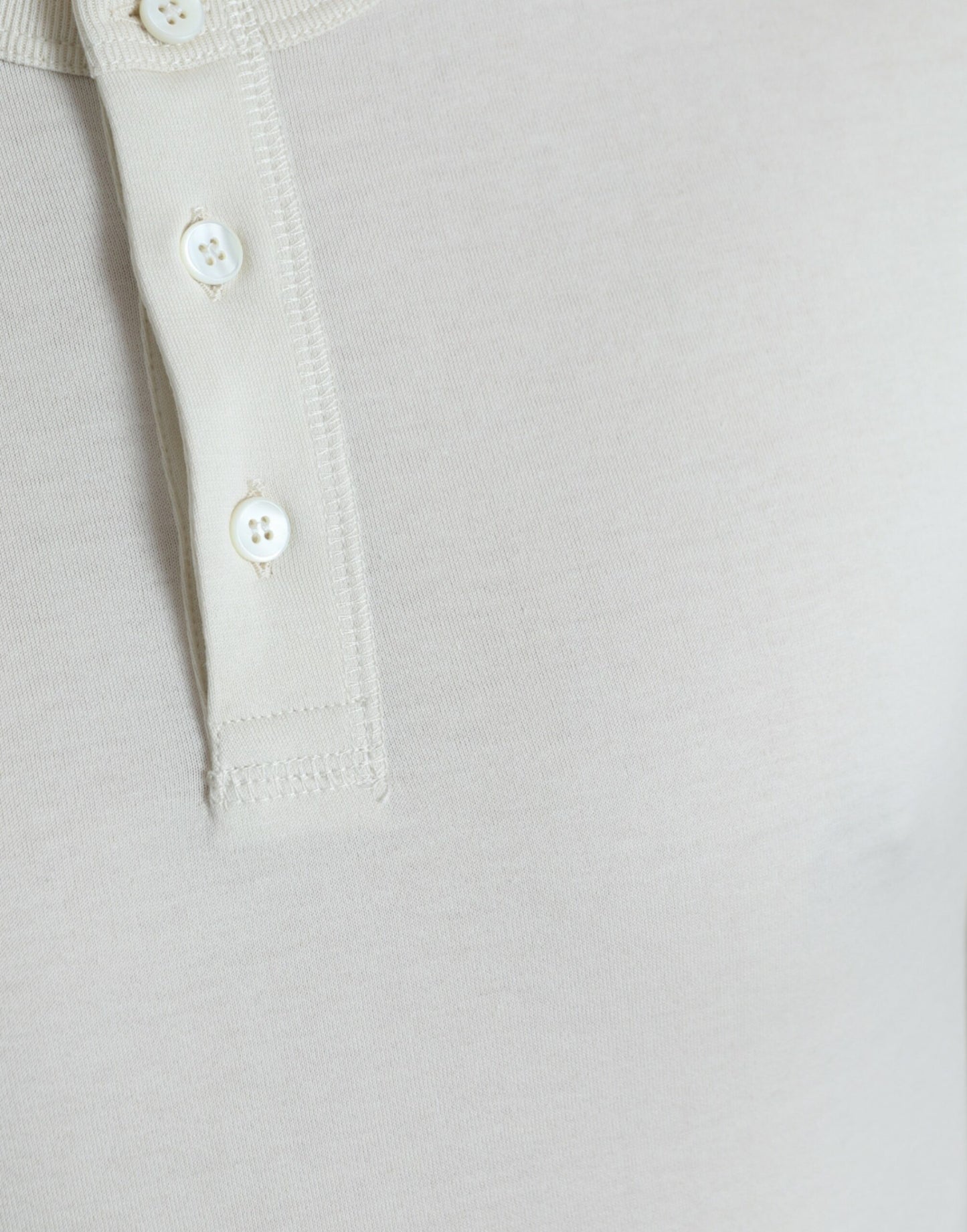 Dolce & Gabbana Off White Cotton Henley Pullover Sweater Dolce & Gabbana