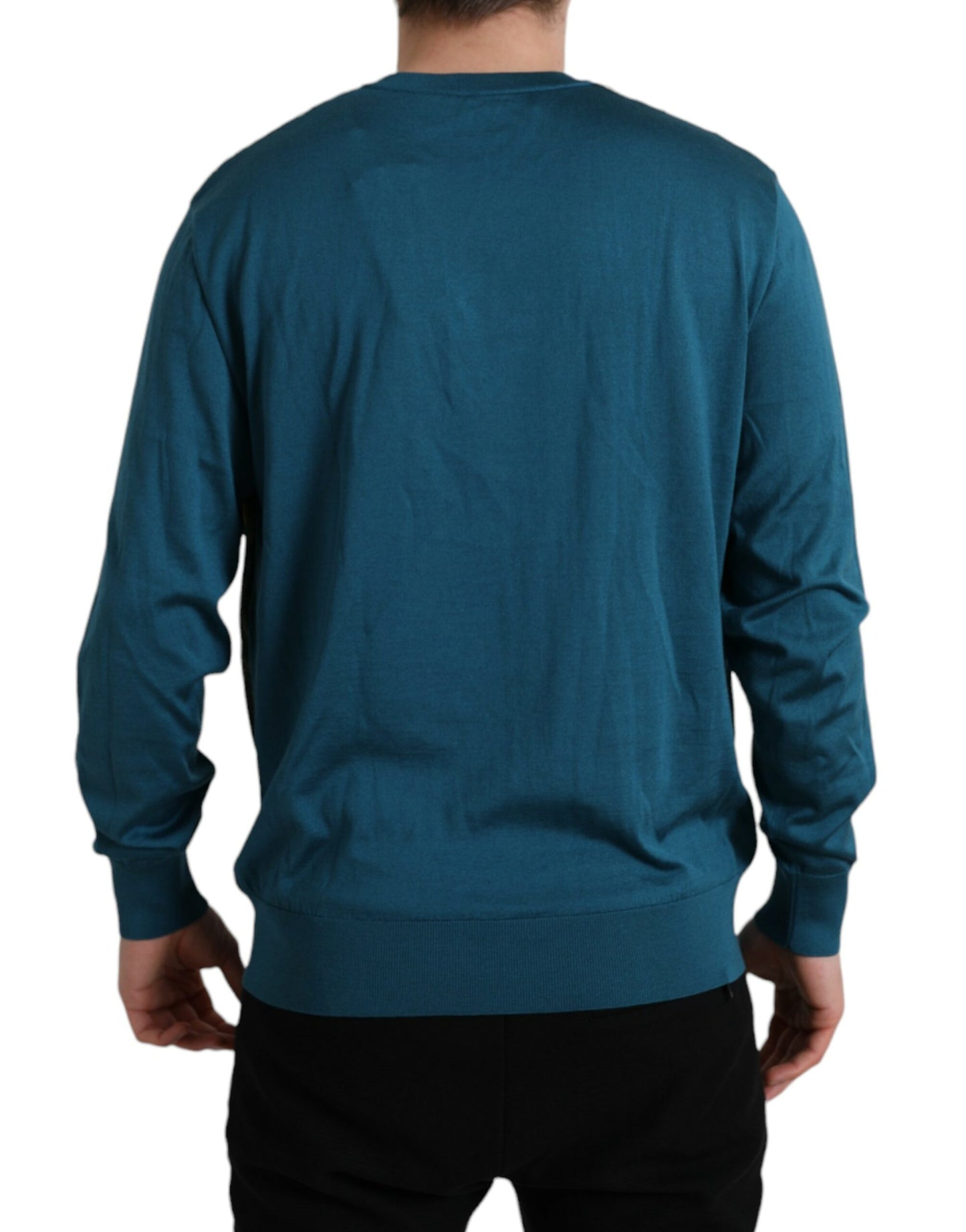 Dolce & Gabbana Green Peacock Feather Pullover Sweater Dolce & Gabbana