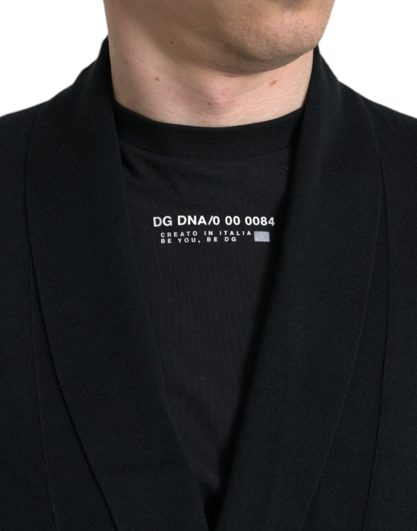 Dolce & Gabbana Black Cashmere Long Sleeves Belted Wrap Robe Dolce & Gabbana