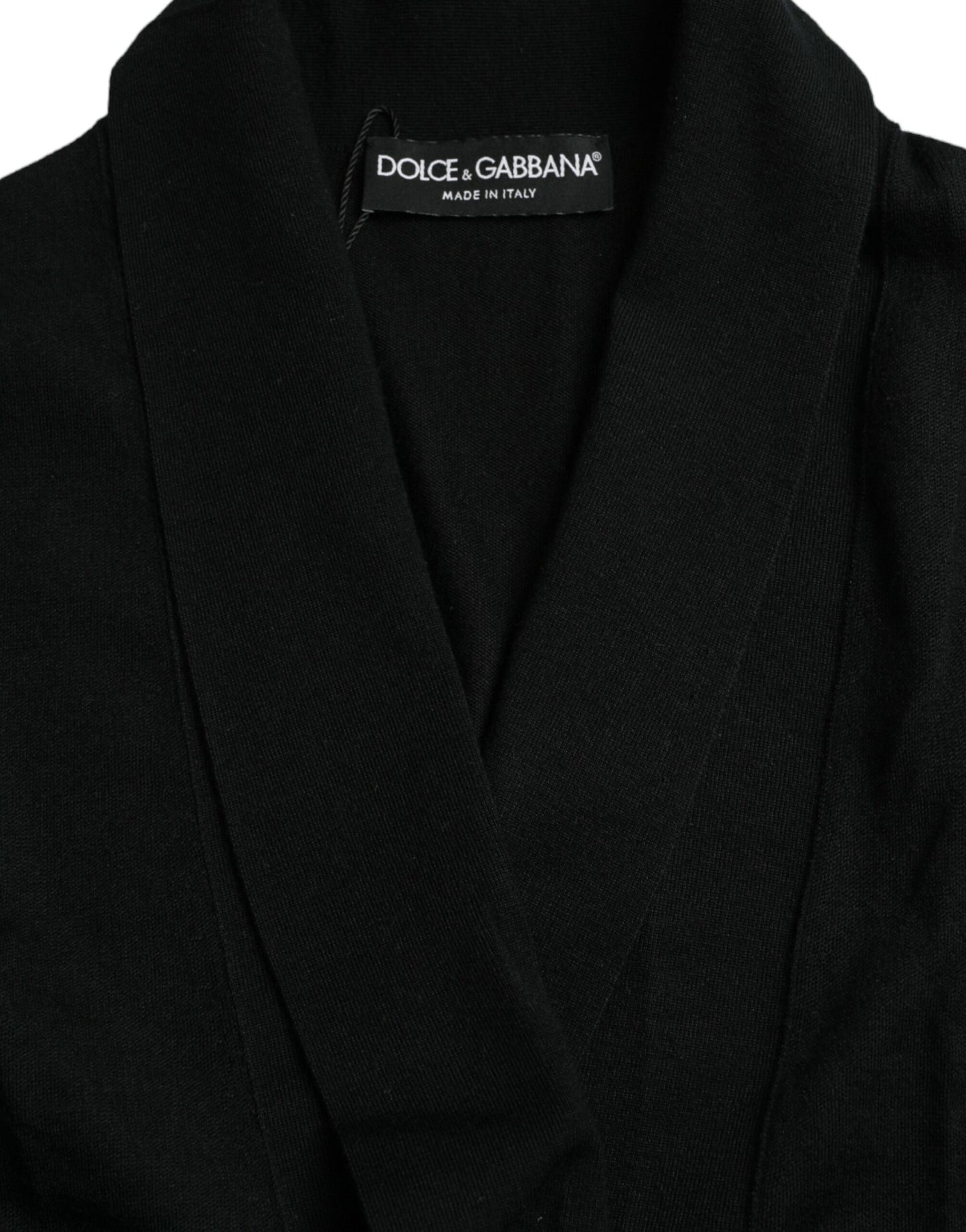 Dolce & Gabbana Black Cashmere Long Sleeves Belted Wrap Robe Dolce & Gabbana