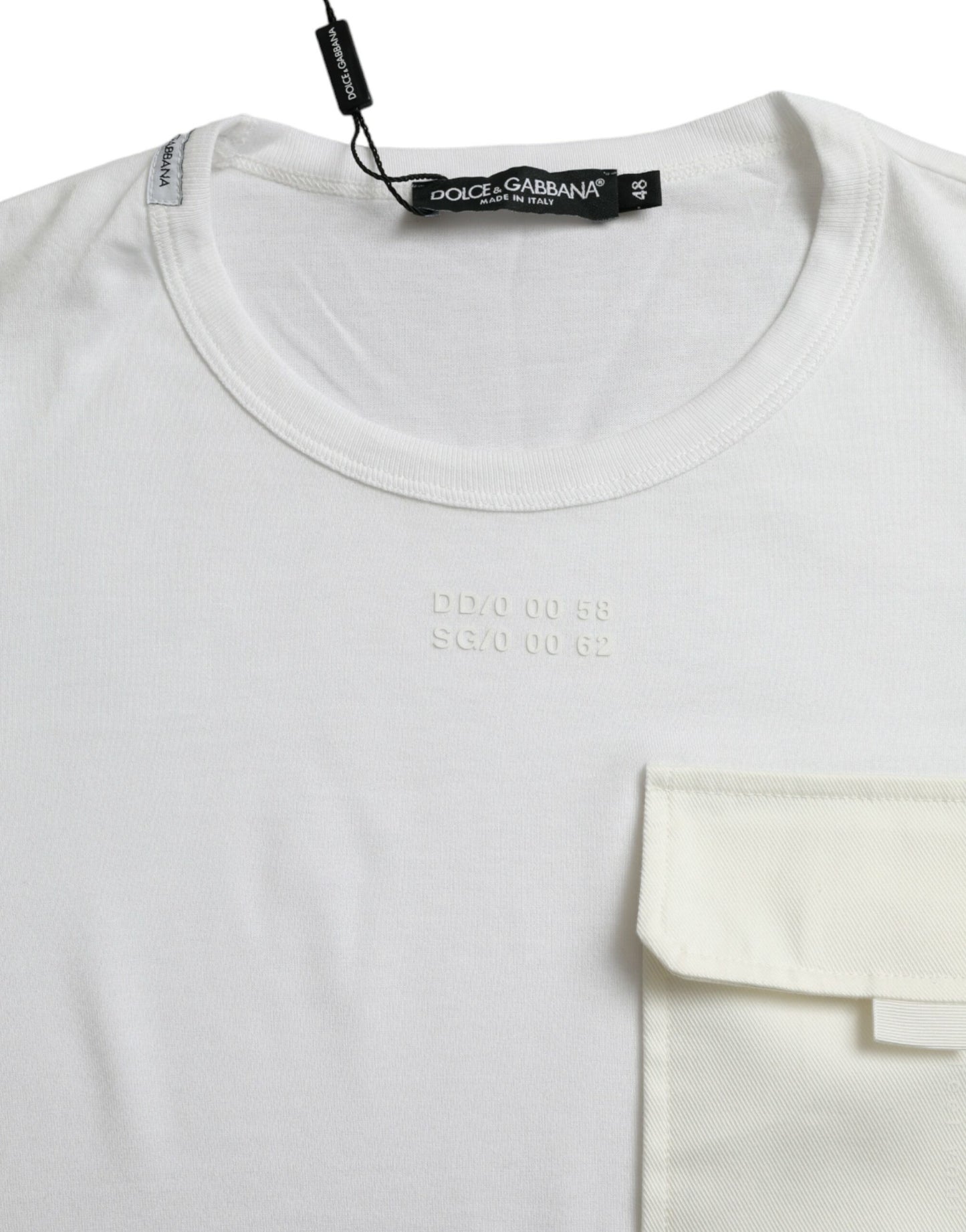Dolce & Gabbana White Cotton Pocket Short Sleeves T-shirt Dolce & Gabbana