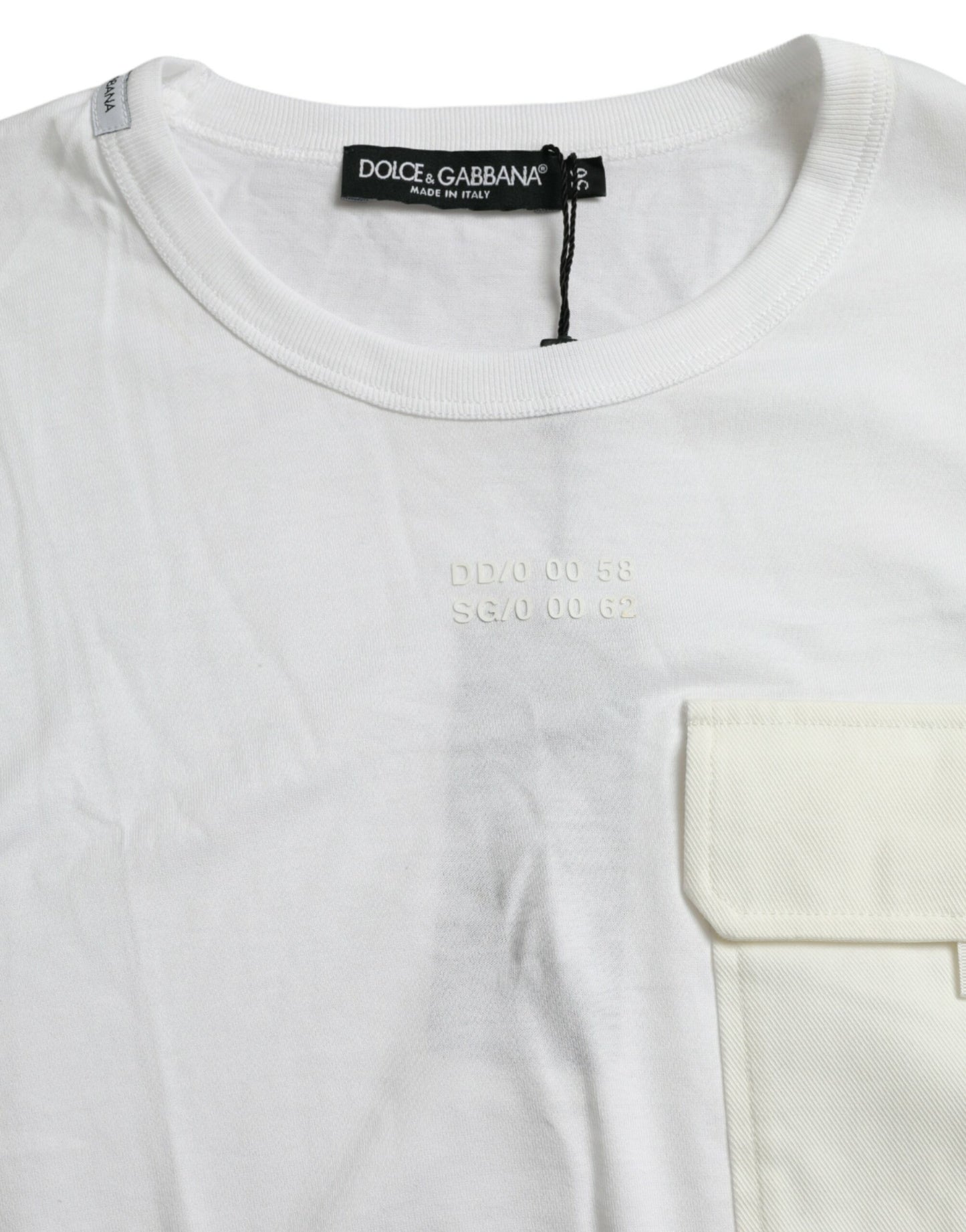 Dolce & Gabbana White Cotton Pocket Short Sleeves T-shirt Dolce & Gabbana