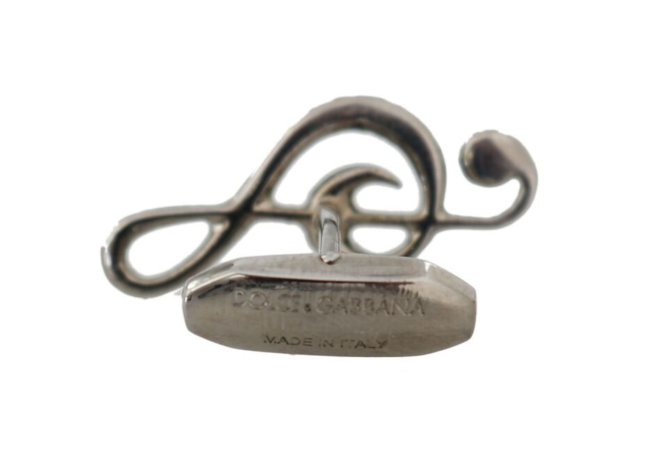 Dolce & Gabbana Silver Brass Tremble Clef Crystal Cufflinks Dolce & Gabbana