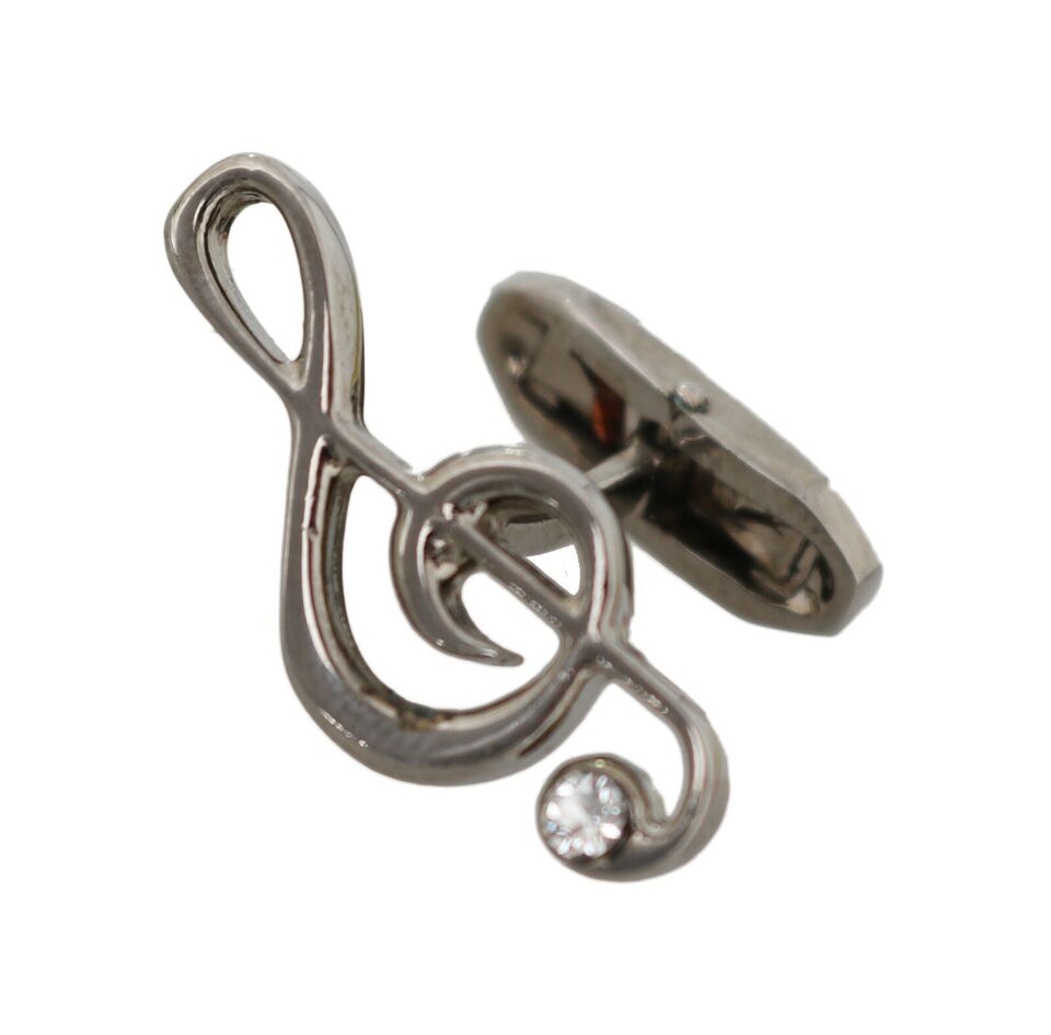 Dolce & Gabbana Silver Brass Tremble Clef Crystal Cufflinks Dolce & Gabbana