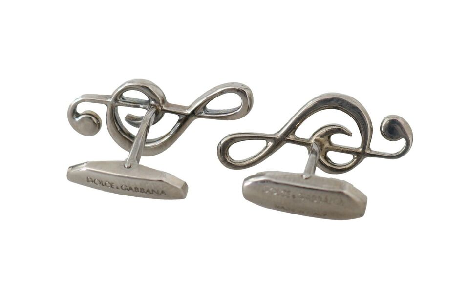 Dolce & Gabbana Silver Brass Tremble Clef Crystal Cufflinks Dolce & Gabbana