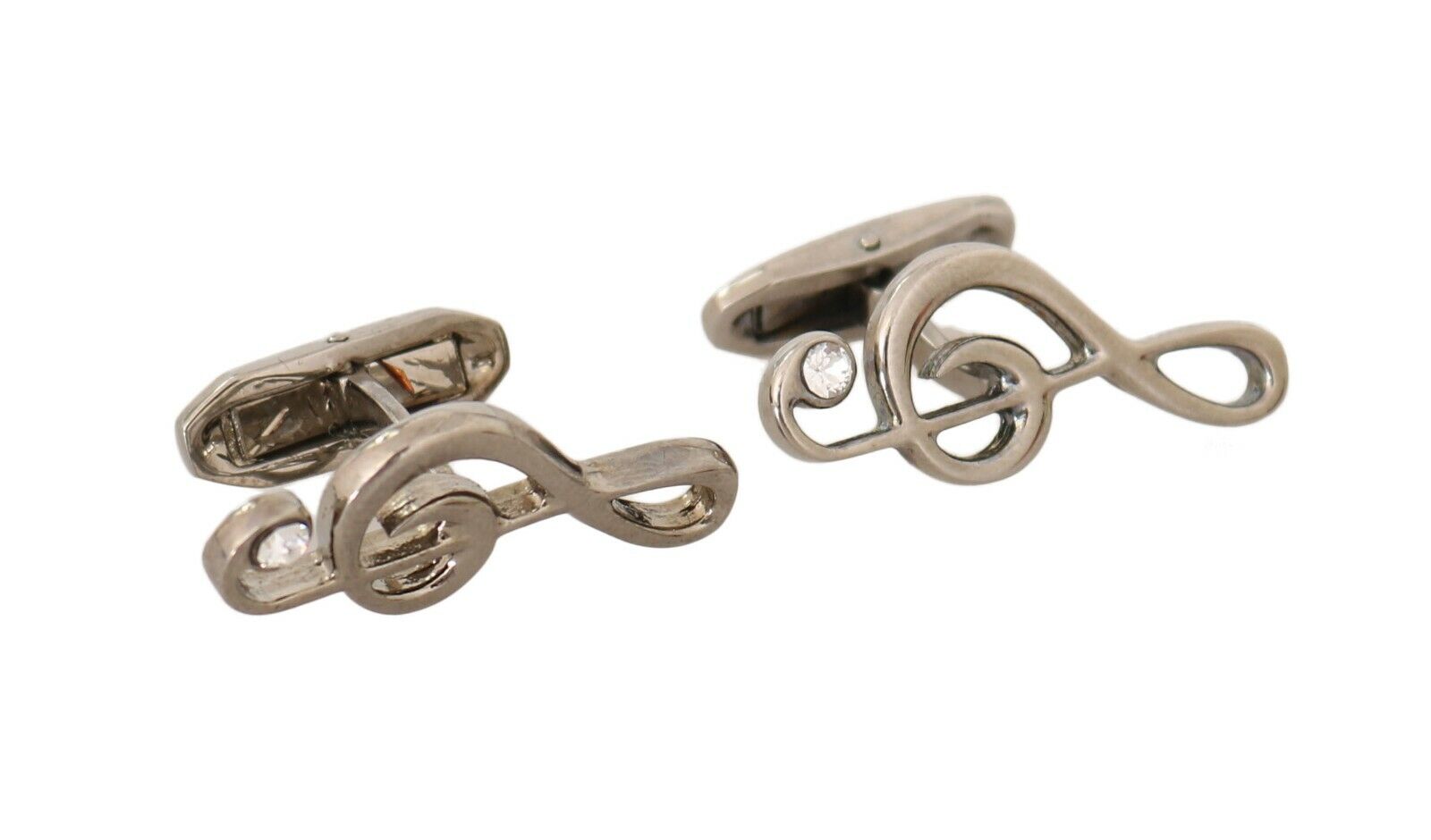 Dolce & Gabbana Silver Brass Tremble Clef Crystal Cufflinks Dolce & Gabbana