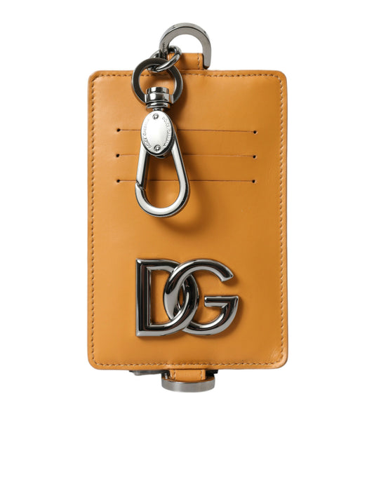Dolce & Gabbana Orange Calf Leather Credit Card Holder Clip On Wallet Dolce & Gabbana