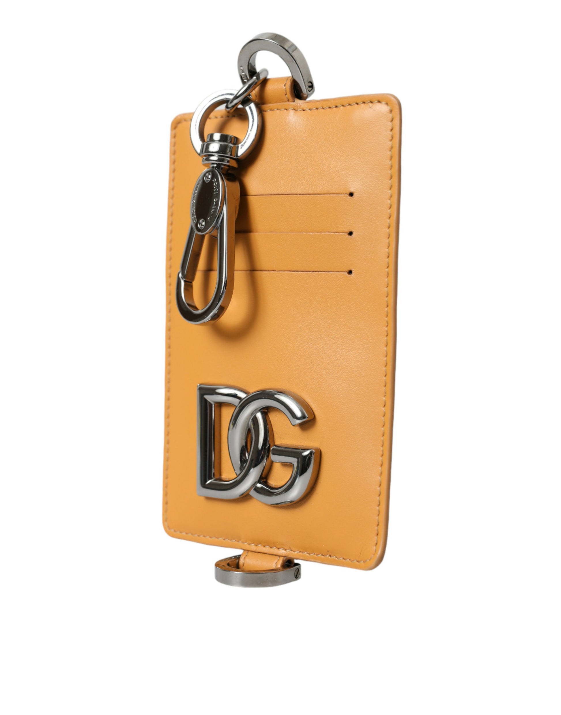 Dolce & Gabbana Orange Calf Leather Credit Card Holder Clip On Wallet Dolce & Gabbana