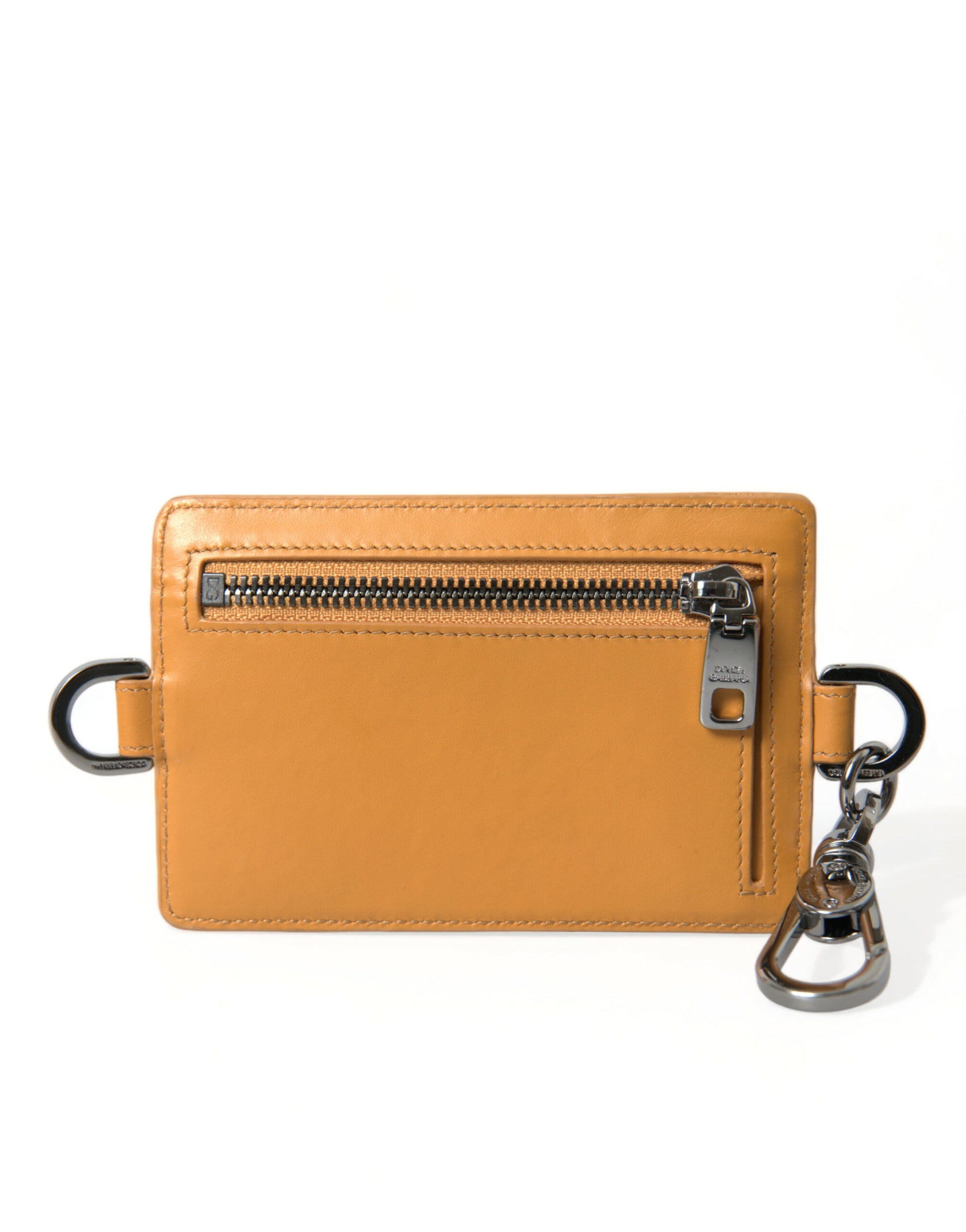 Dolce & Gabbana Orange Calf Leather Credit Card Holder Clip On Wallet Dolce & Gabbana
