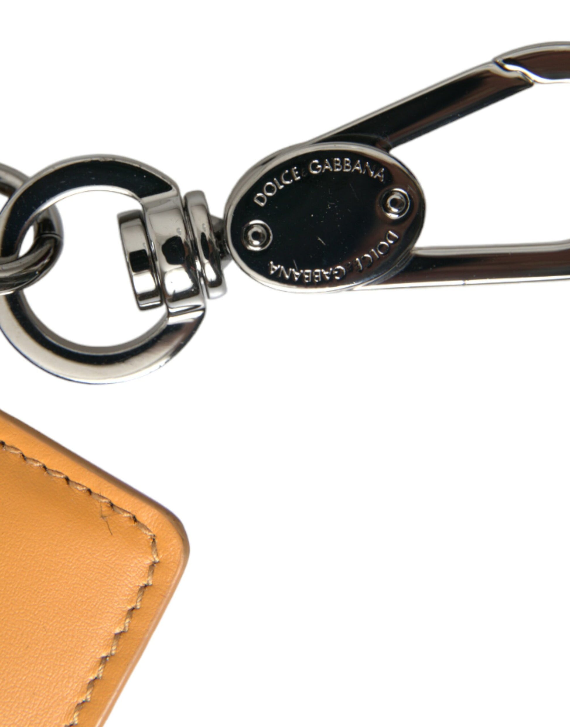 Dolce & Gabbana Orange Calf Leather Credit Card Holder Clip On Wallet Dolce & Gabbana