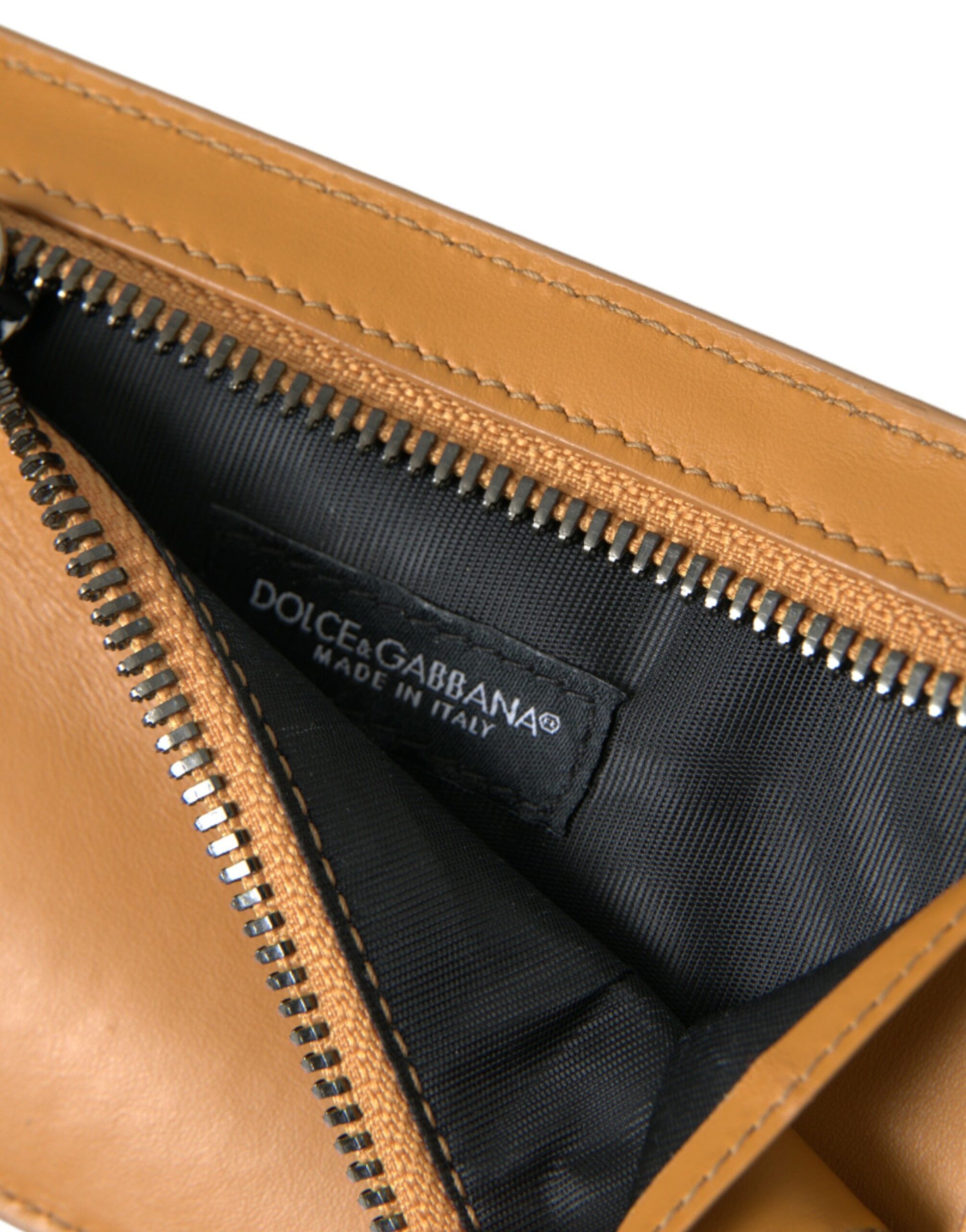 Dolce & Gabbana Orange Calf Leather Credit Card Holder Clip On Wallet Dolce & Gabbana