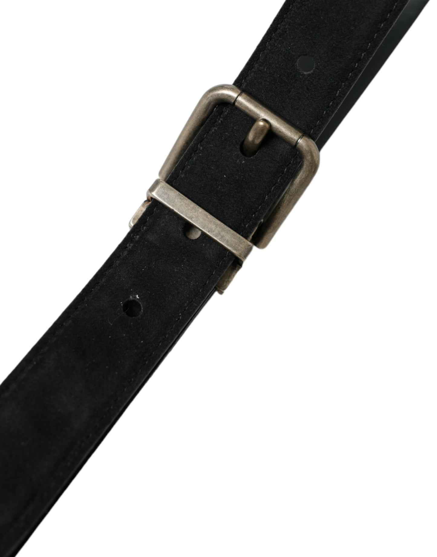 Dolce & Gabbana Black Goat Leather Antique Metal Buckle Belt Dolce & Gabbana