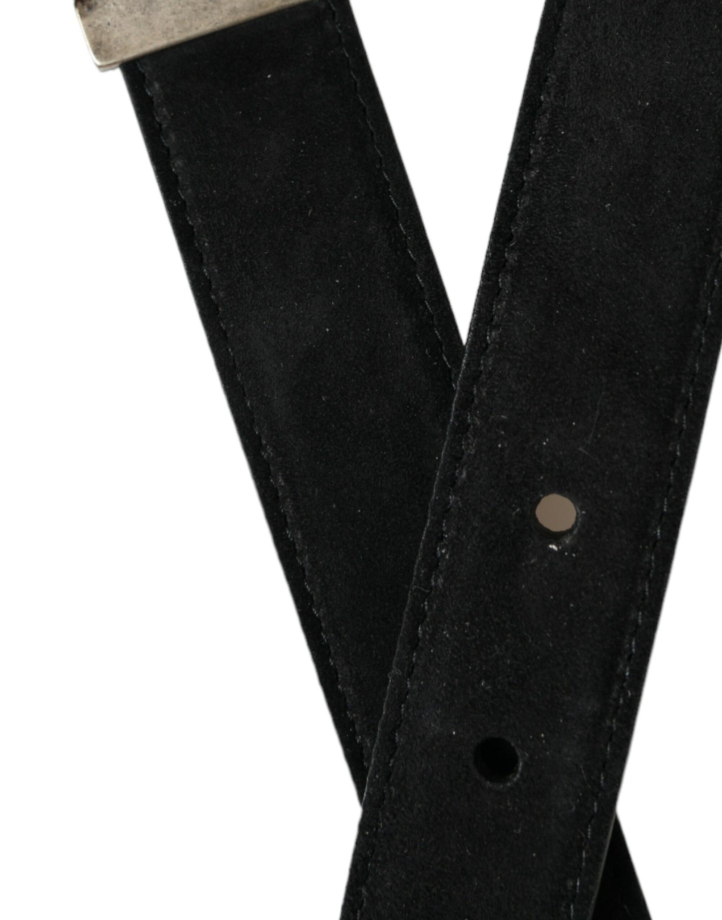 Dolce & Gabbana Black Goat Leather Antique Metal Buckle Belt Dolce & Gabbana
