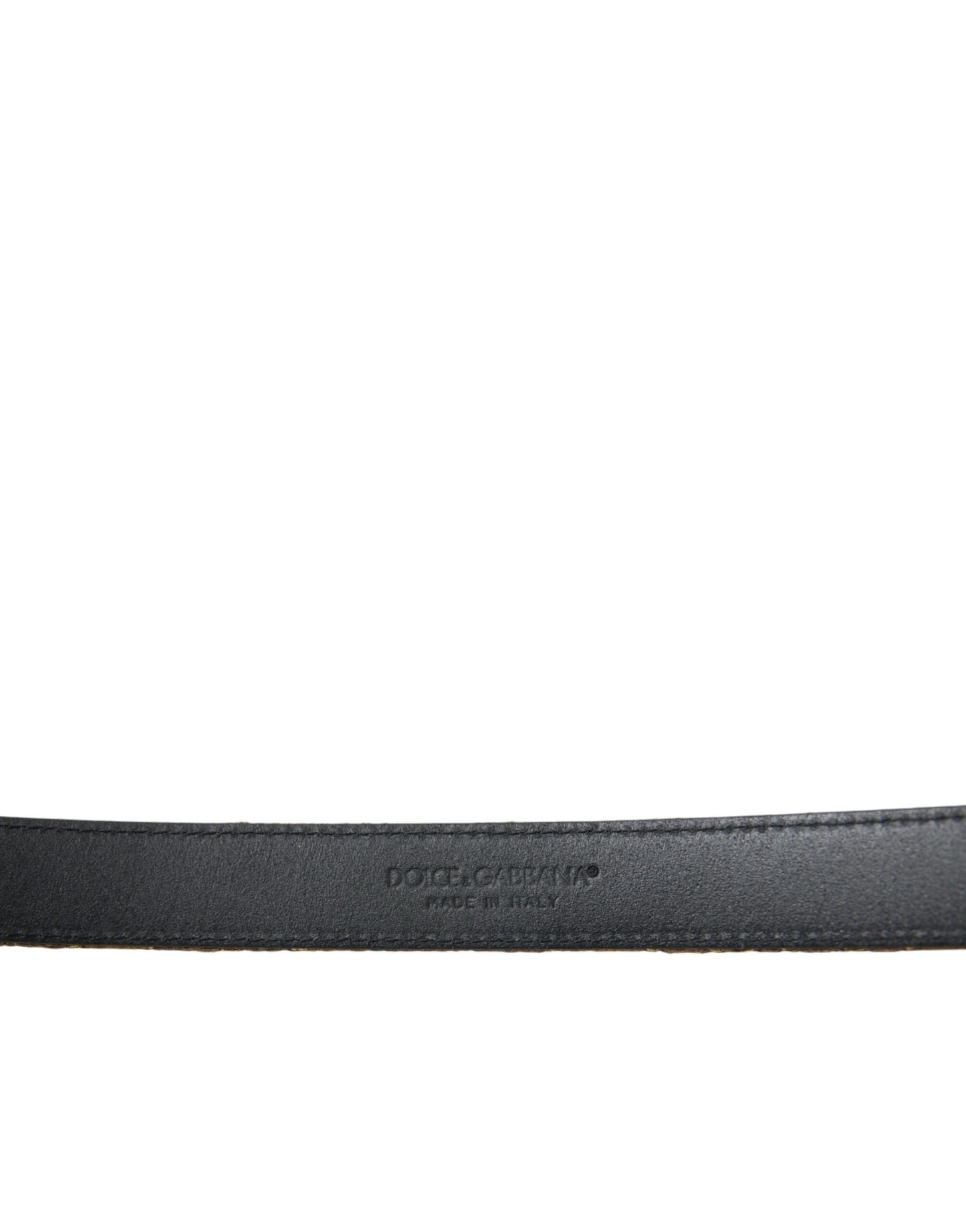 Dolce & Gabbana Gold Leather Jacquard Silver Metal Buckle Belt Dolce & Gabbana
