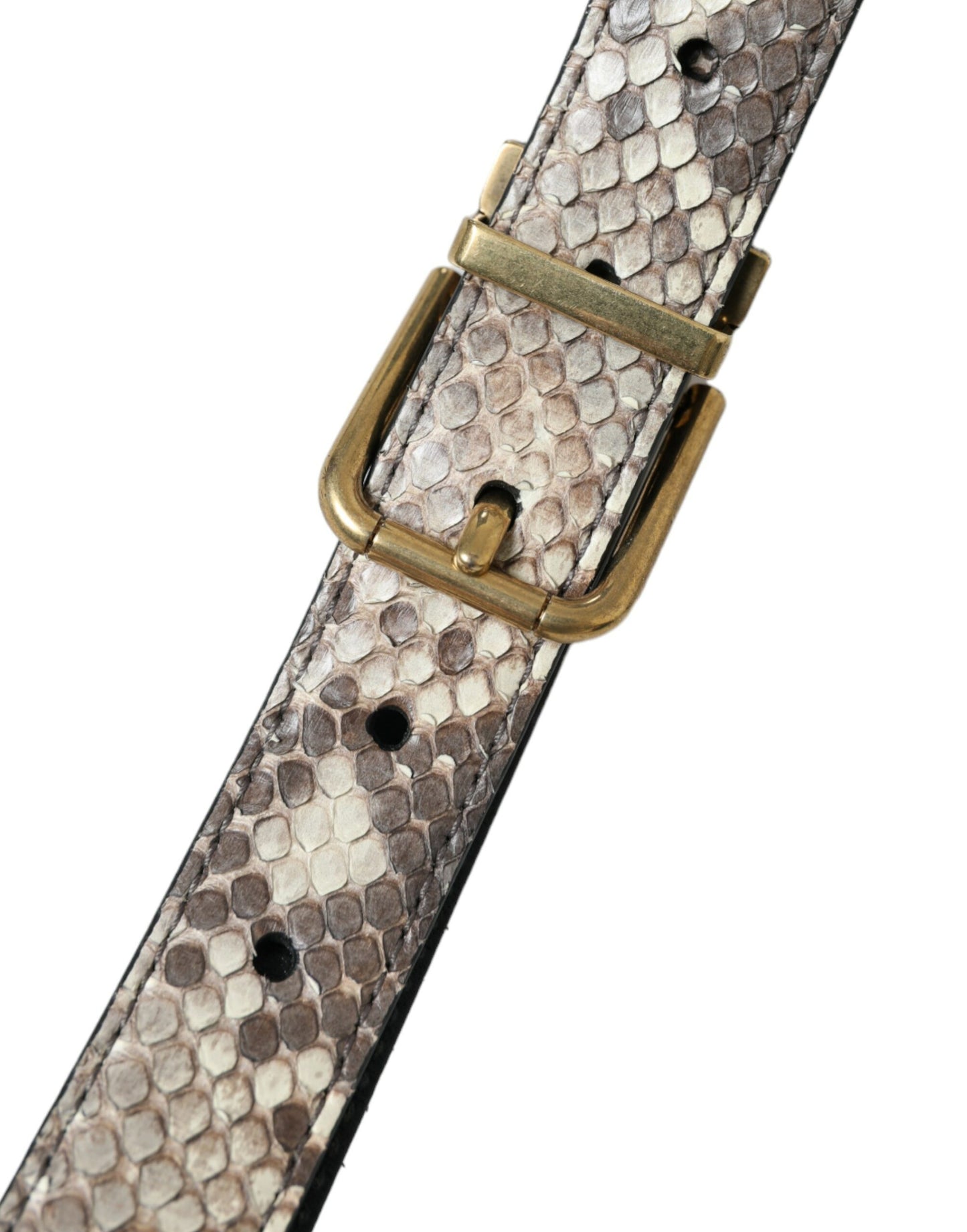Dolce & Gabbana Brown Python Leather Gold Metal Buckle Belt Dolce & Gabbana
