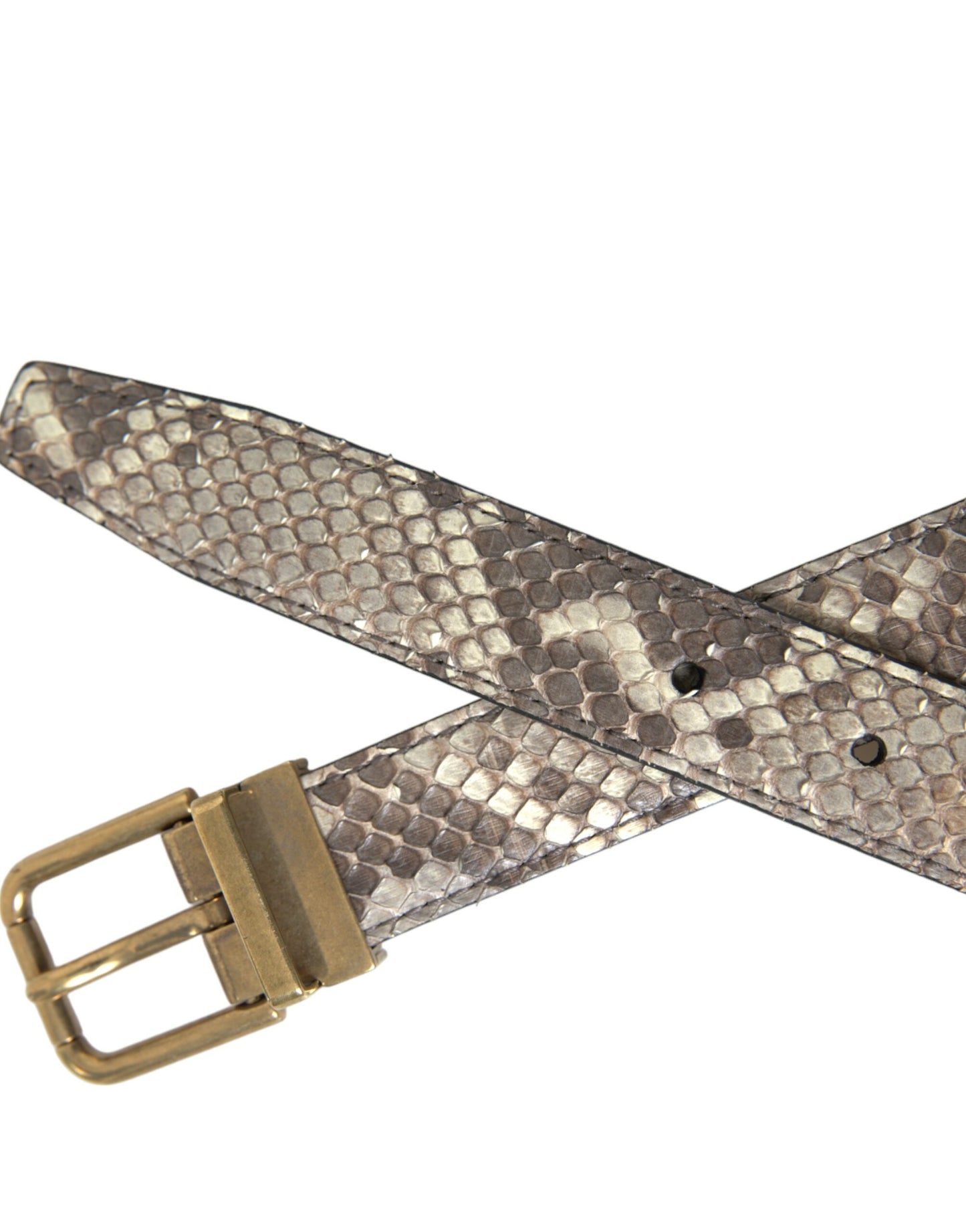Dolce & Gabbana Brown Python Leather Gold Metal Buckle Belt Dolce & Gabbana