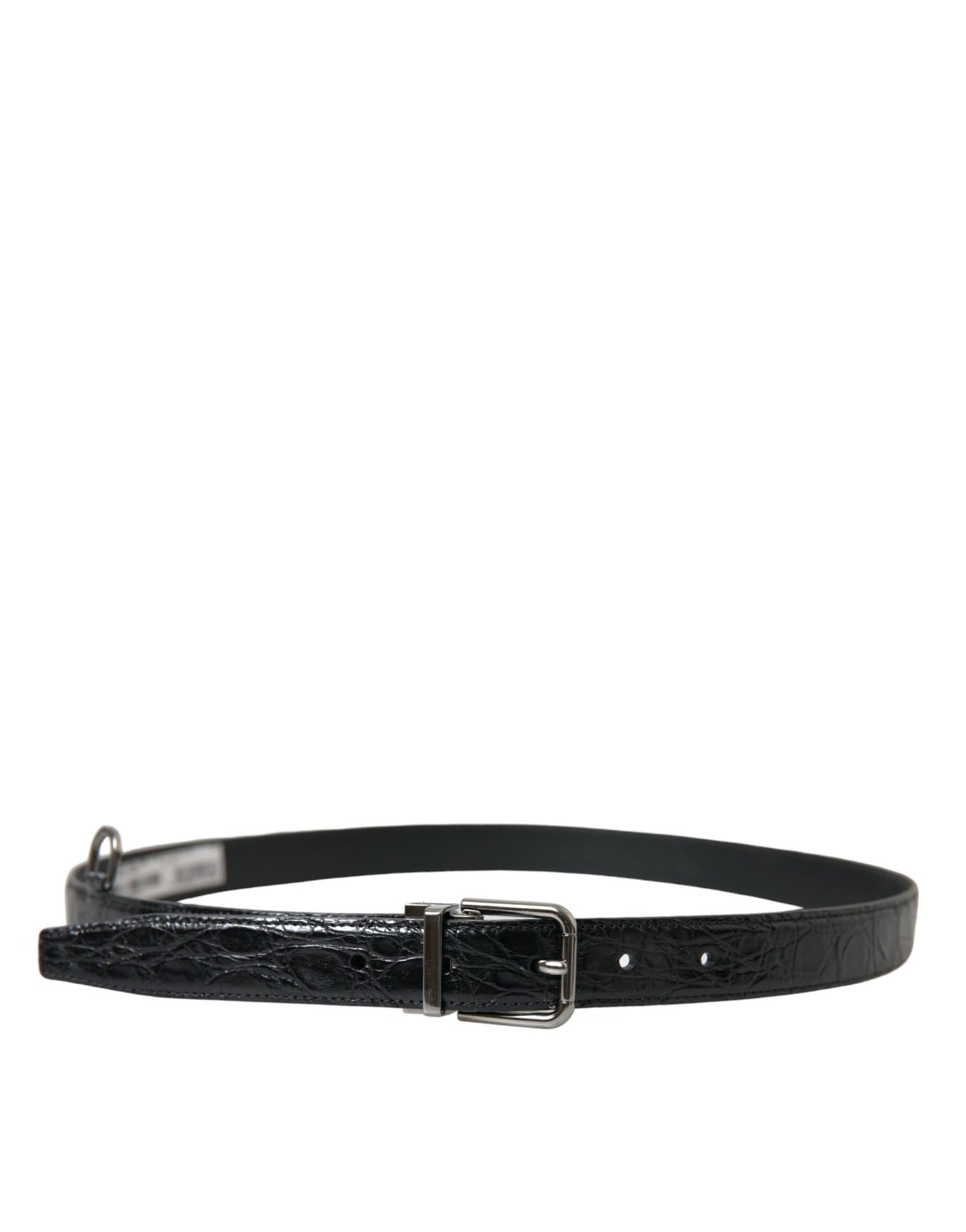 Dolce & Gabbana Black Leather Silver Metal Buckle Belt Dolce & Gabbana