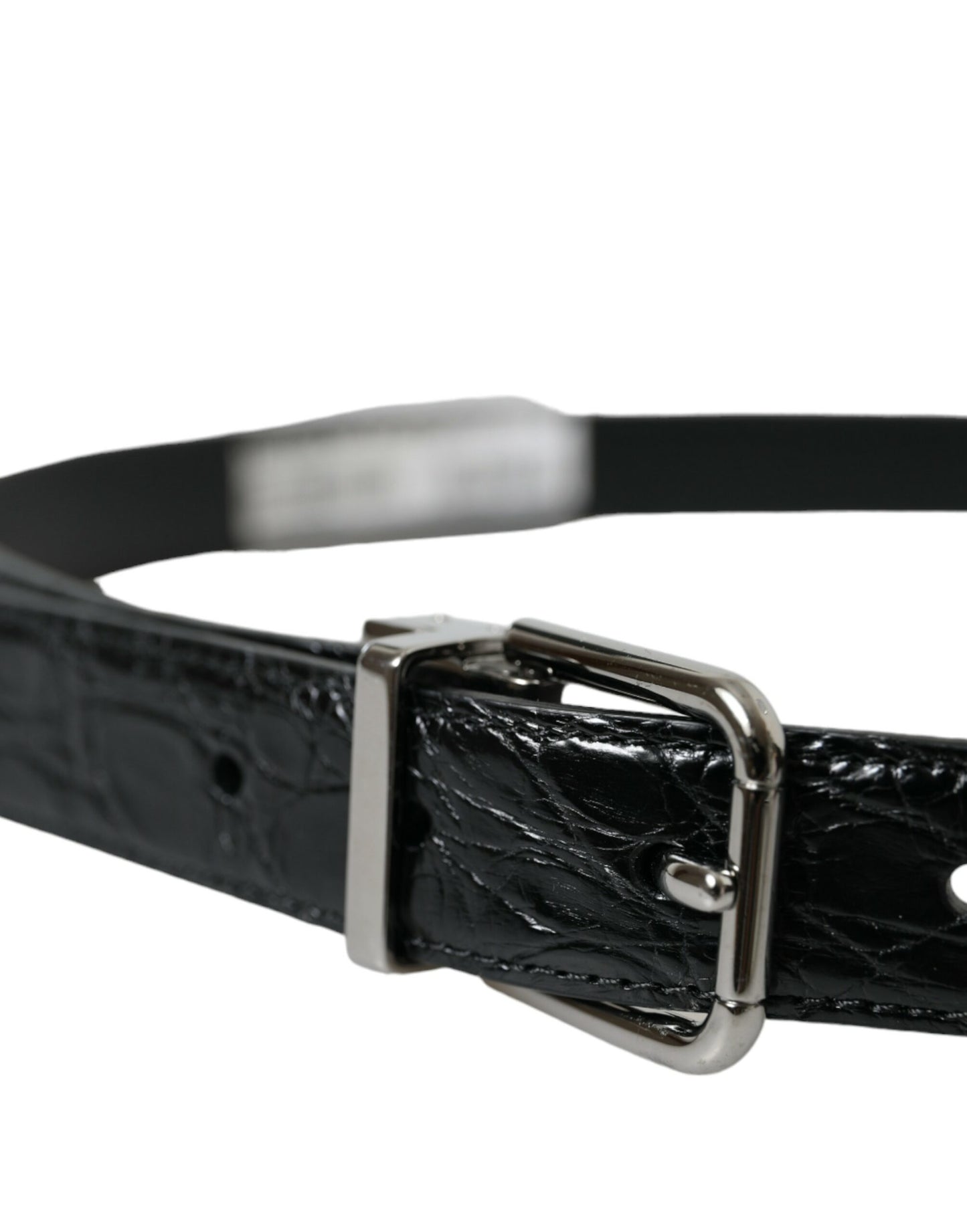 Dolce & Gabbana Black Leather Silver Metal Buckle Belt Dolce & Gabbana