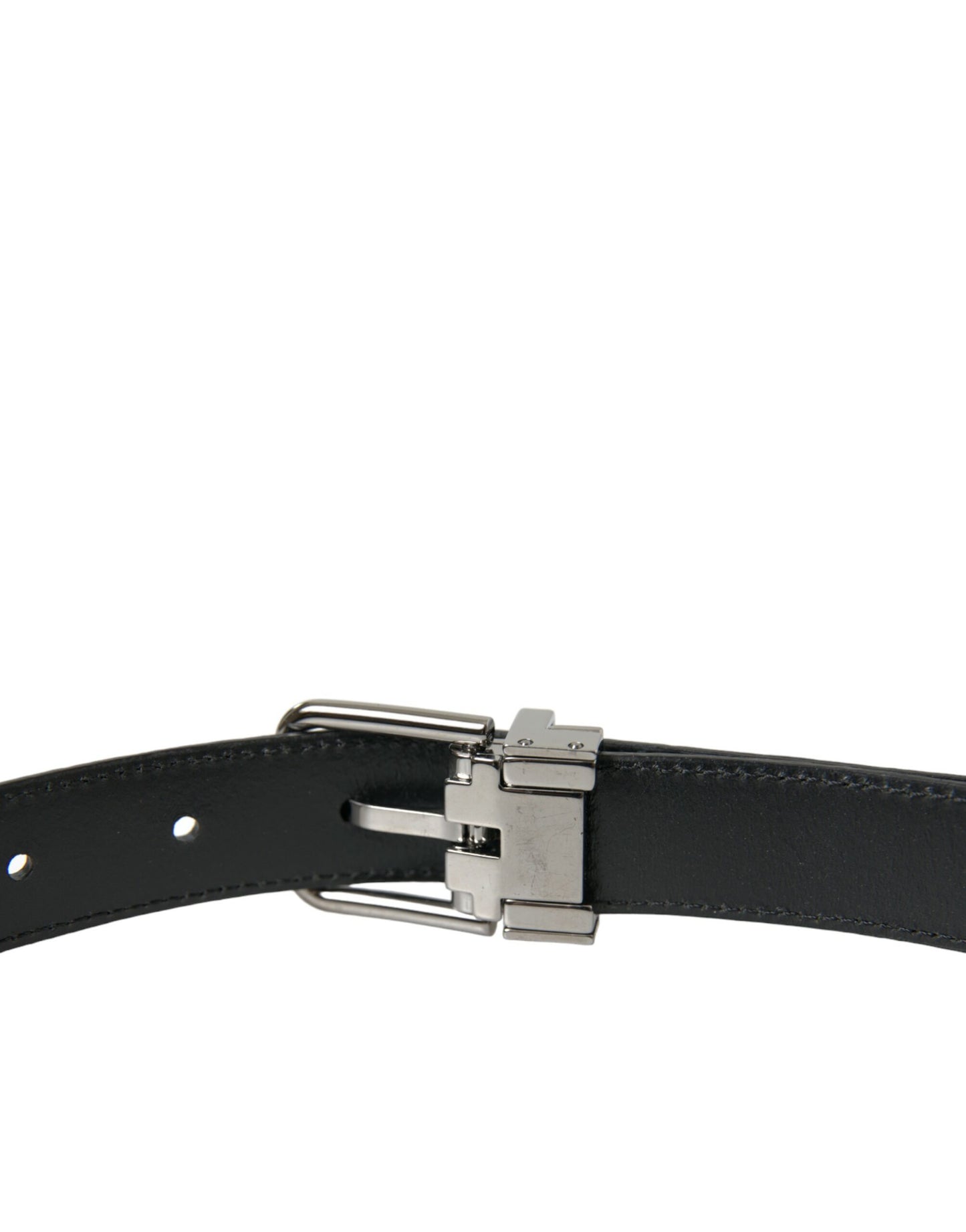 Dolce & Gabbana Black Leather Silver Metal Buckle Belt Dolce & Gabbana