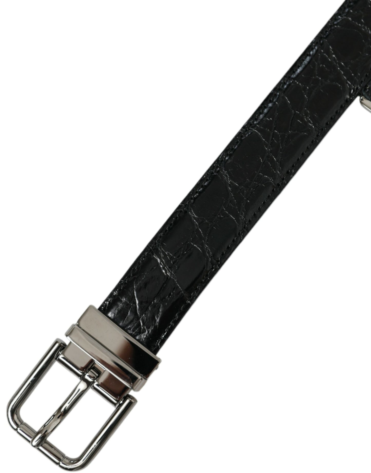 Dolce & Gabbana Black Leather Silver Metal Buckle Belt Dolce & Gabbana