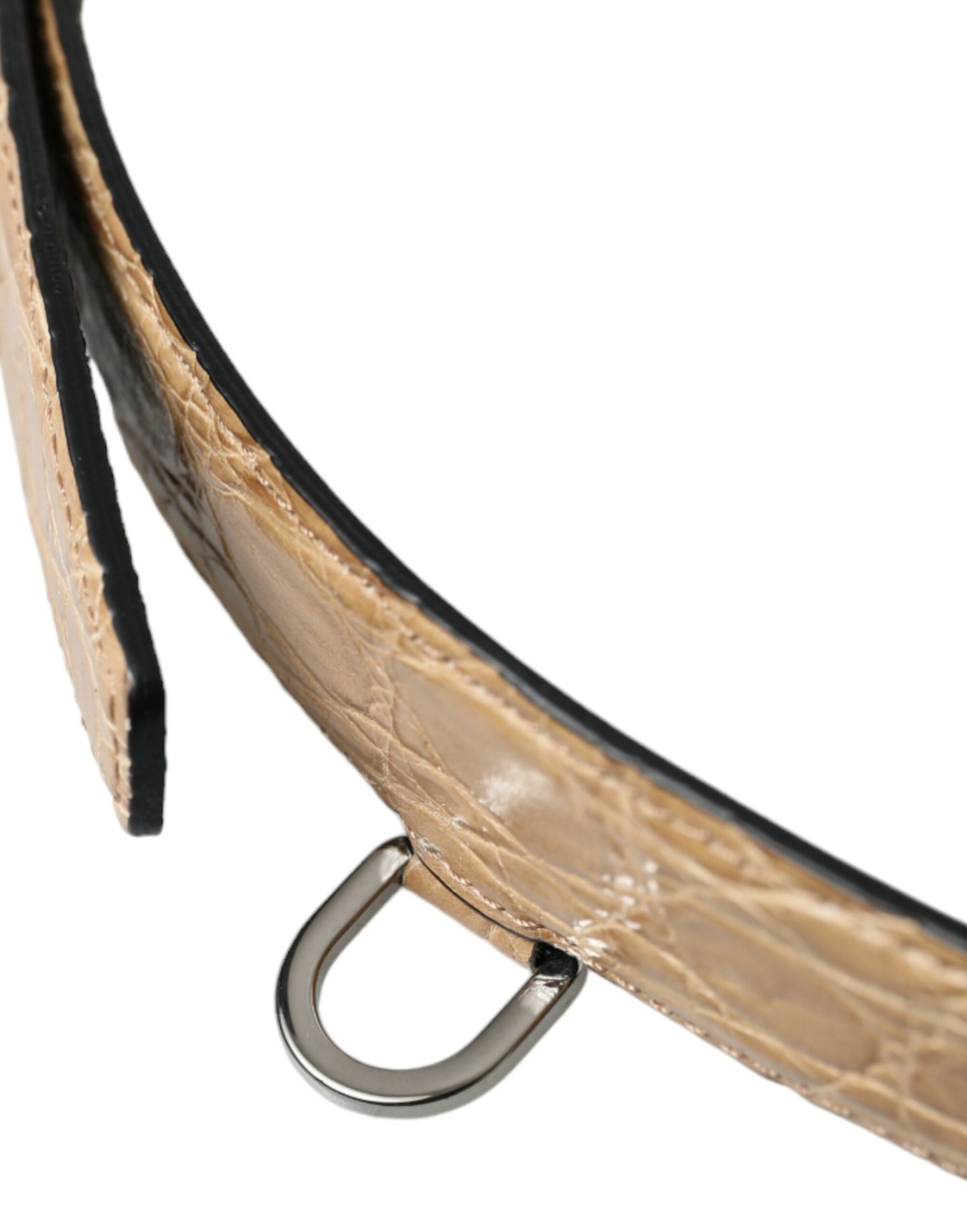 Dolce & Gabbana Beige Exotic Leather Gold Metal Buckle Belt Dolce & Gabbana