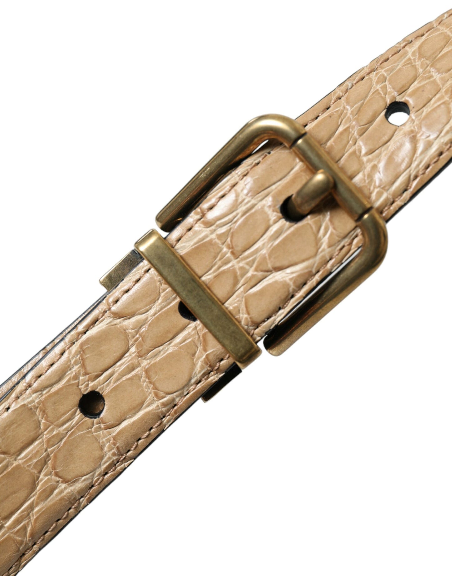Dolce & Gabbana Beige Exotic Leather Gold Metal Buckle Belt Dolce & Gabbana