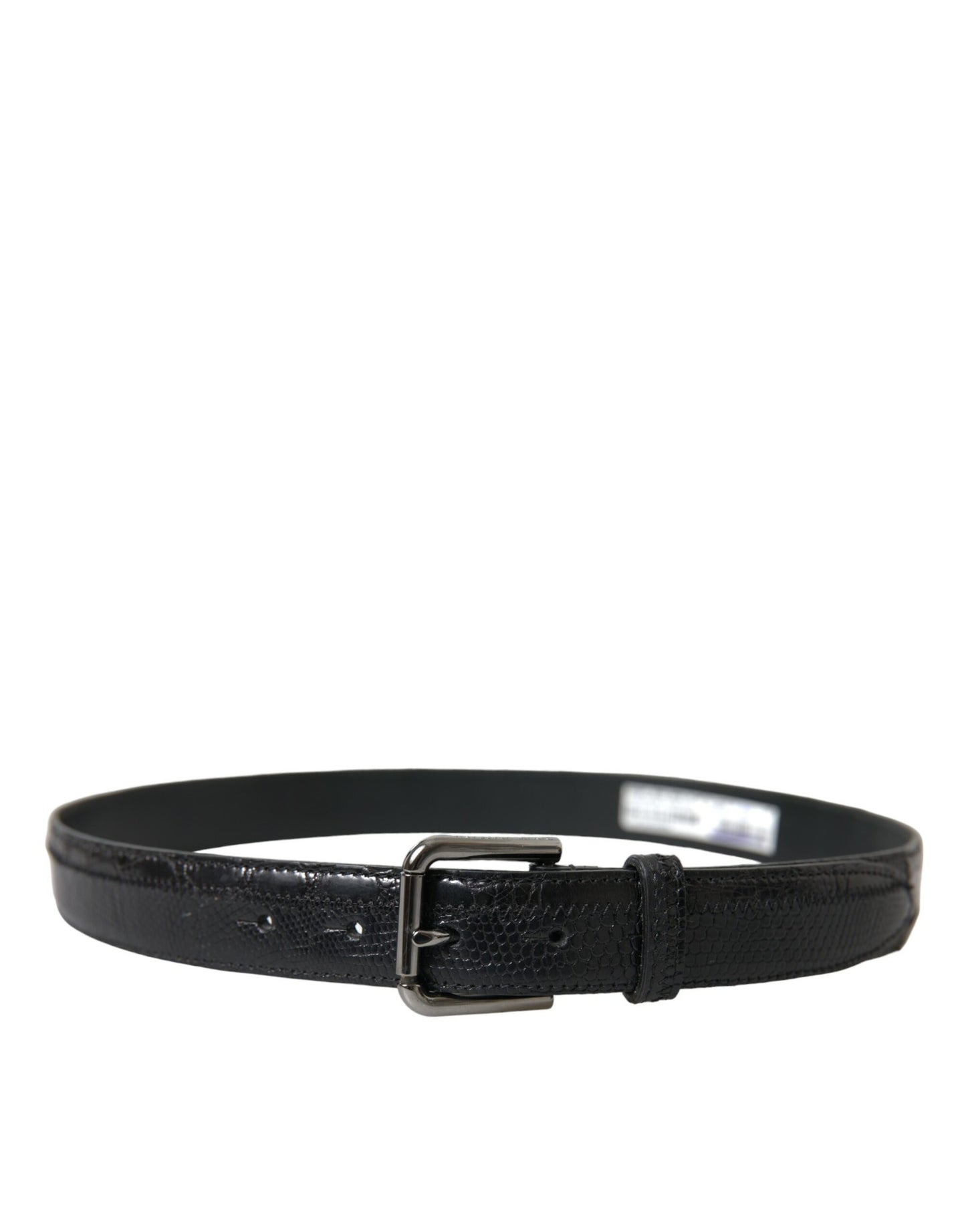 Dolce & Gabbana Black Exotic Leather Silver Metal Buckle Belt Dolce & Gabbana