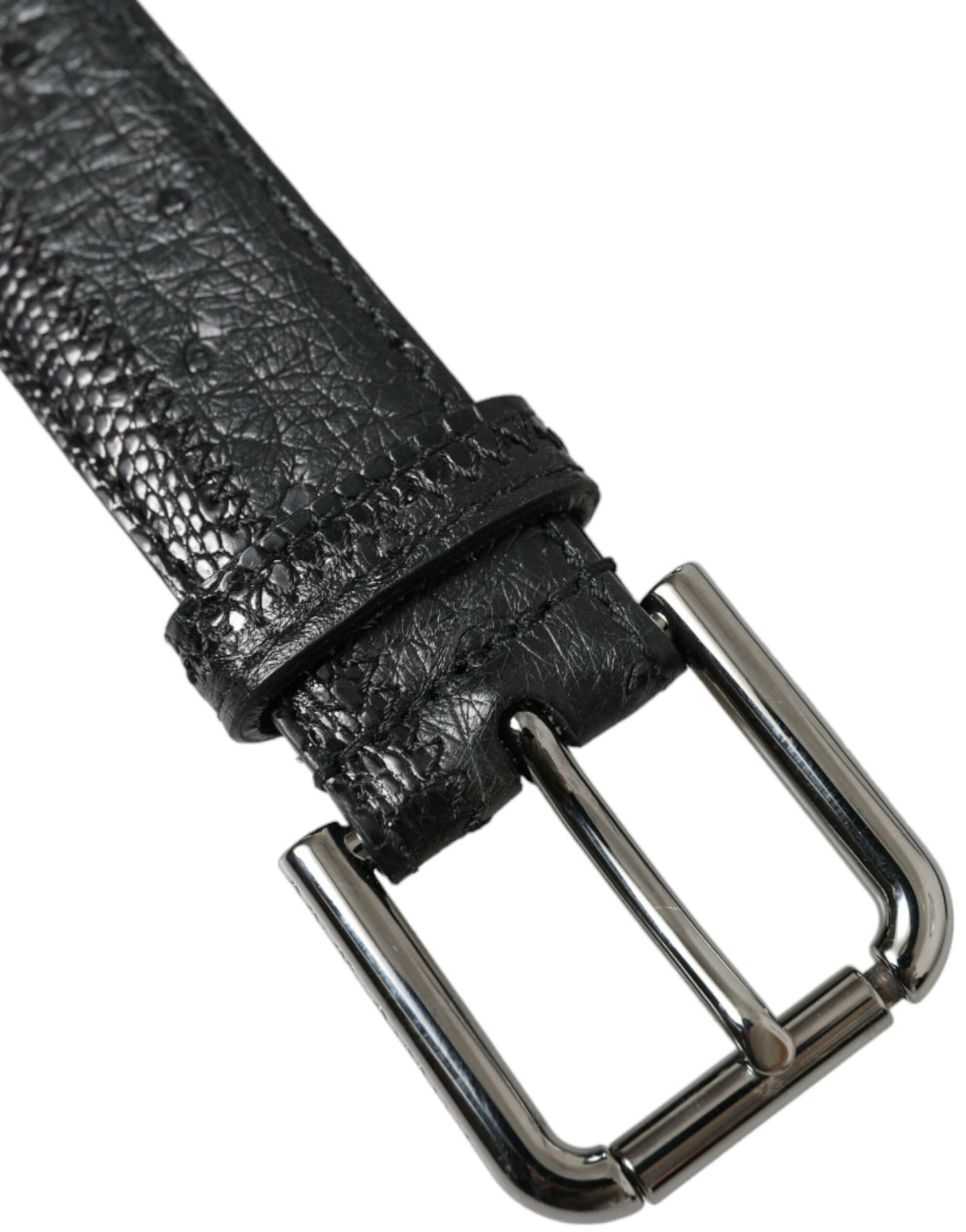 Dolce & Gabbana Black Exotic Leather Silver Metal Buckle Belt Dolce & Gabbana