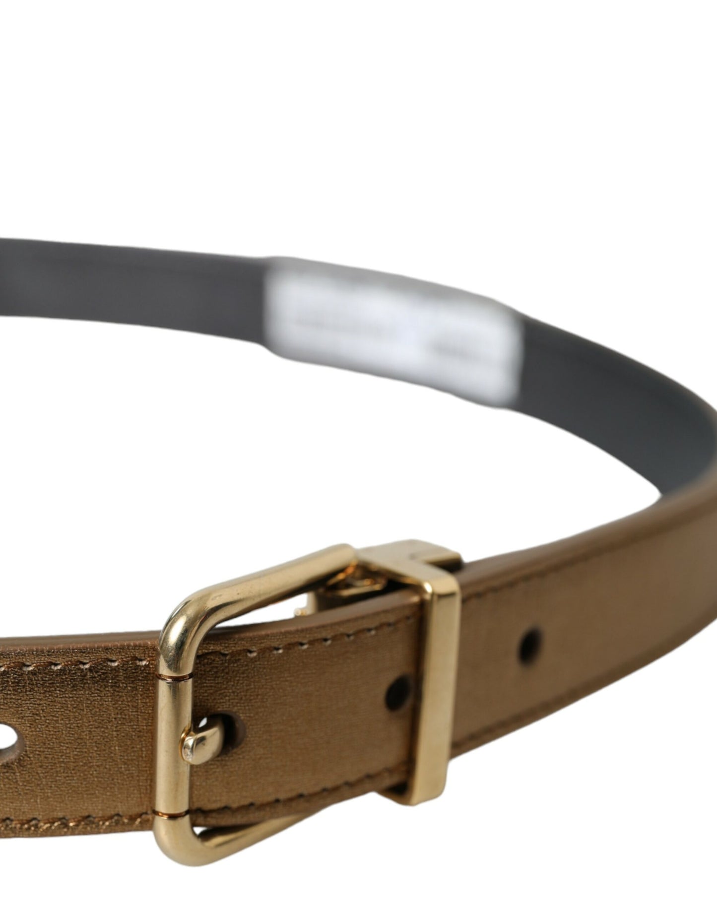 Dolce & Gabbana Metallic Gold Calf Leather Metal Buckle Belt Dolce & Gabbana