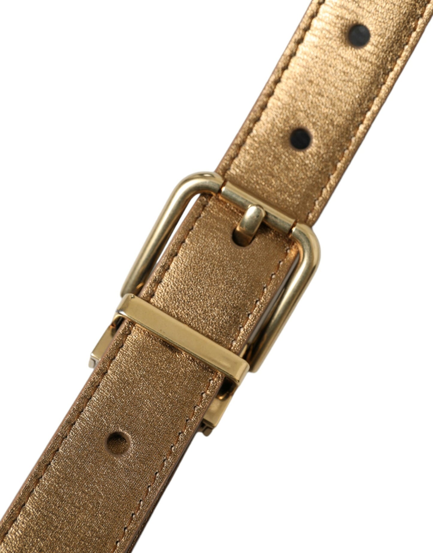 Dolce & Gabbana Metallic Gold Calf Leather Metal Buckle Belt Dolce & Gabbana