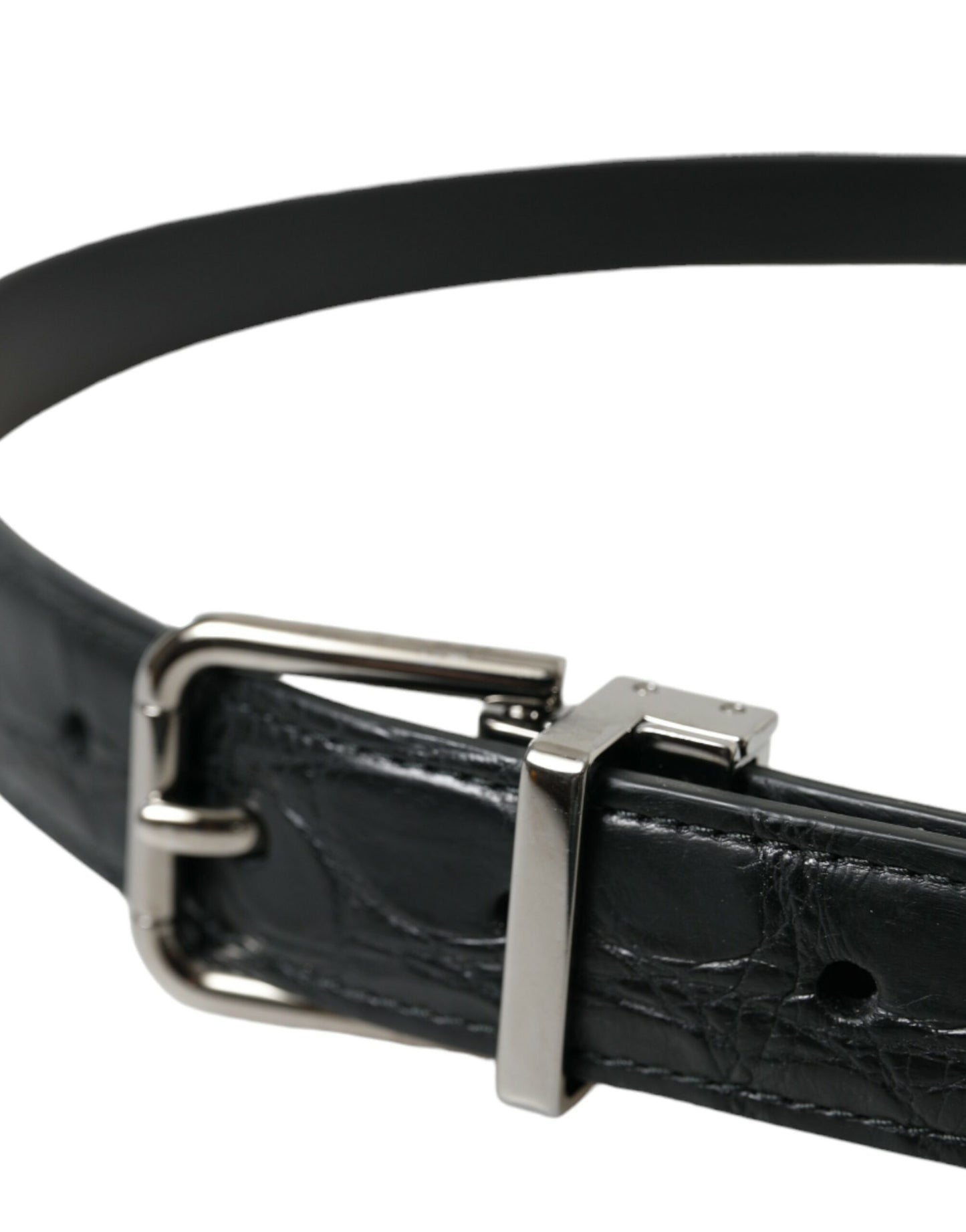 Dolce & Gabbana Black Leather Silver Metal Buckle Belt Dolce & Gabbana