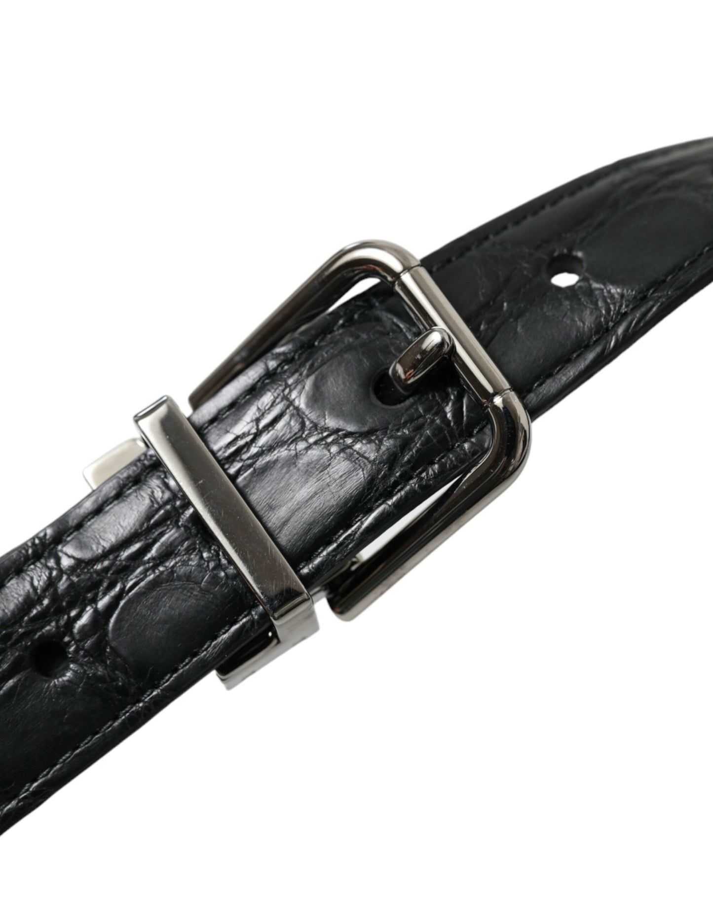 Dolce & Gabbana Black Leather Silver Metal Buckle Belt Dolce & Gabbana