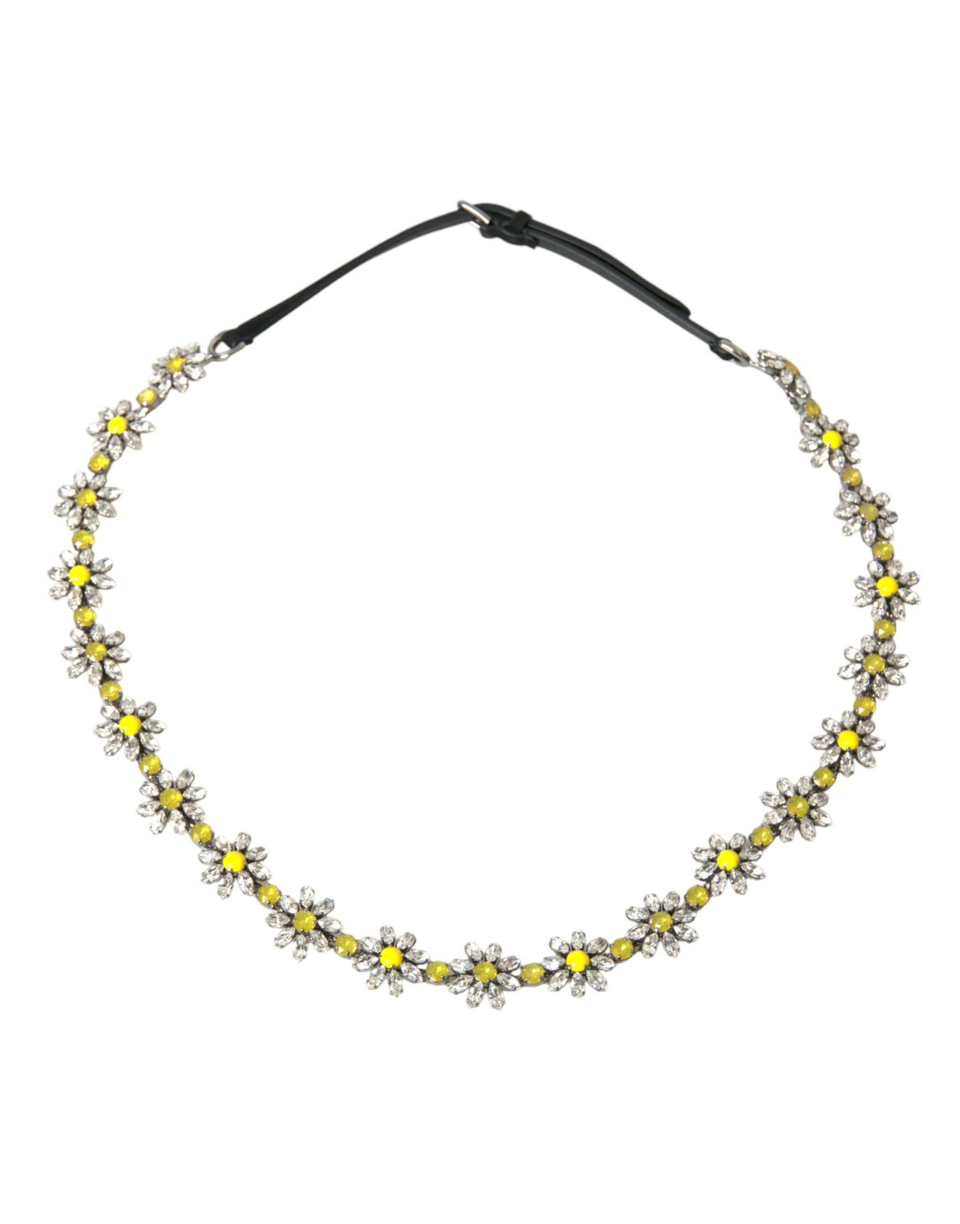 Dolce & Gabbana Black Daisy Crystal Dauphine Waist Belt Dolce & Gabbana