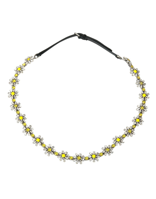 Dolce & Gabbana Black Daisy Crystal Dauphine Waist Belt Dolce & Gabbana