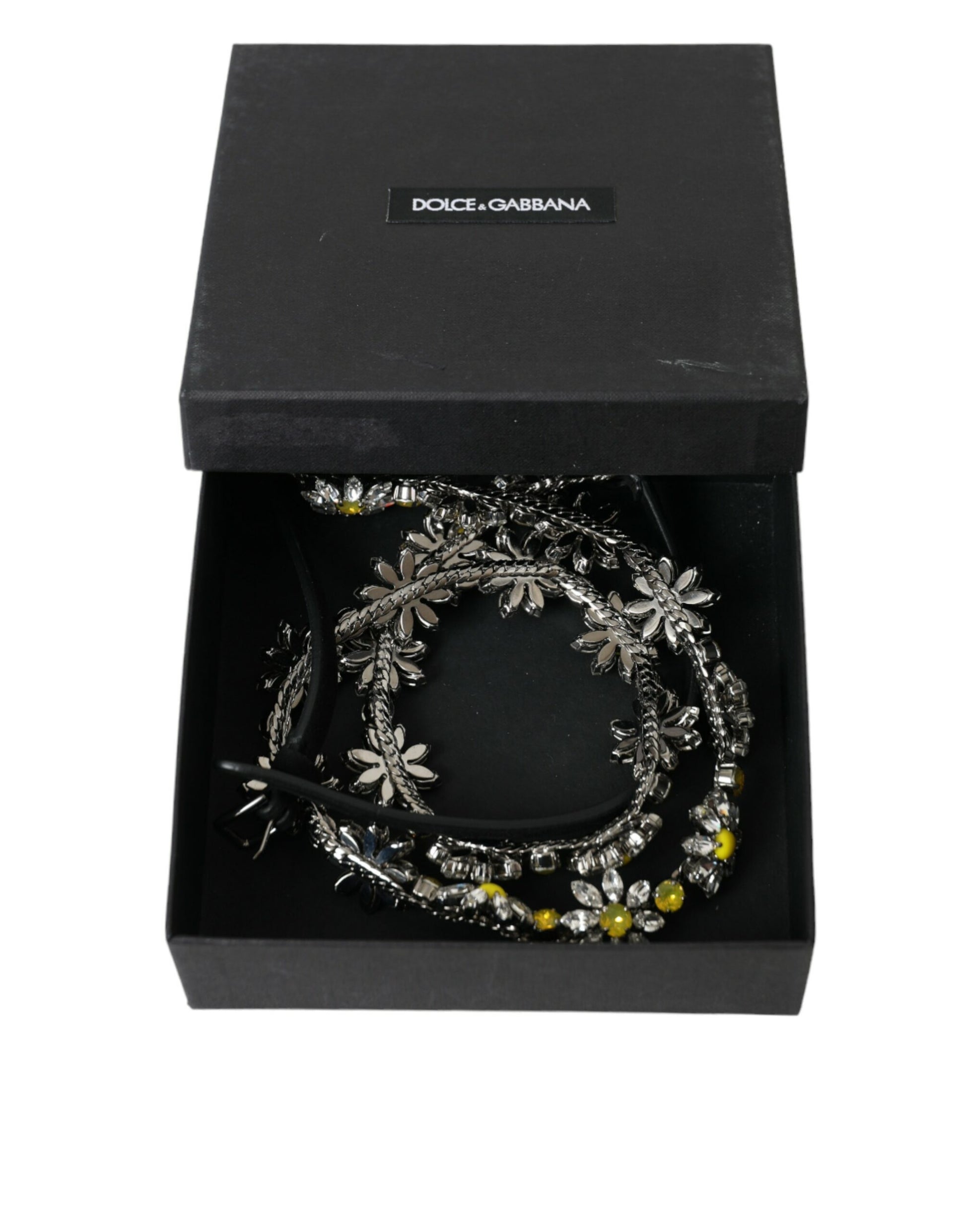 Dolce & Gabbana Black Daisy Crystal Dauphine Waist Belt Dolce & Gabbana