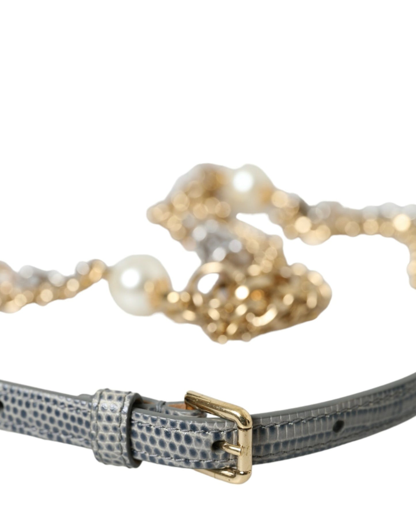 Dolce & Gabbana Blue Braided Gold Brass Chain Waist Belt Dolce & Gabbana