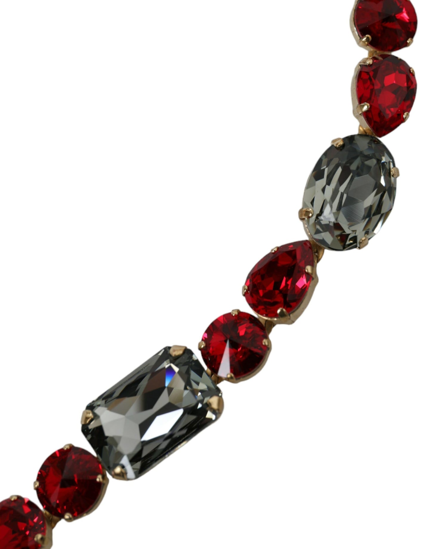 Dolce & Gabbana Red Leather Crystal Chain Waist Belt Dolce & Gabbana