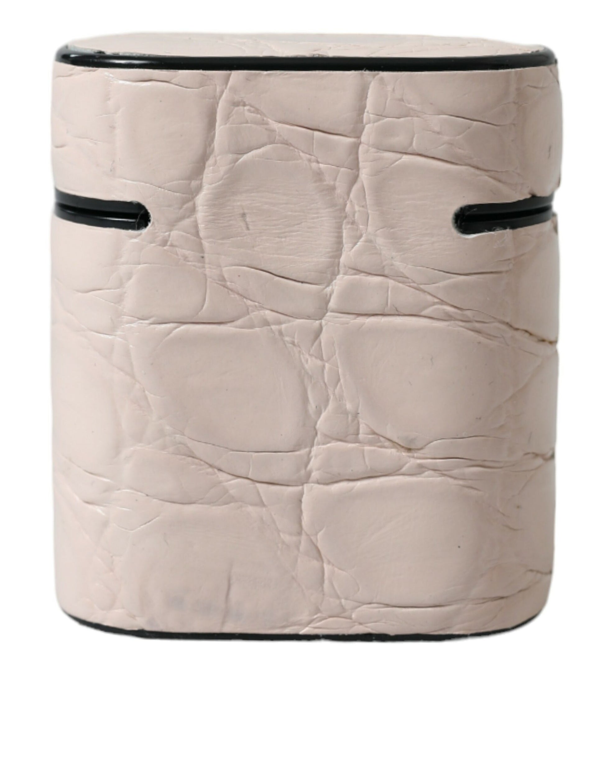 Dolce & Gabbana Light Pink Calf Leather Metal Logo Plaque Airpods Case Dolce & Gabbana